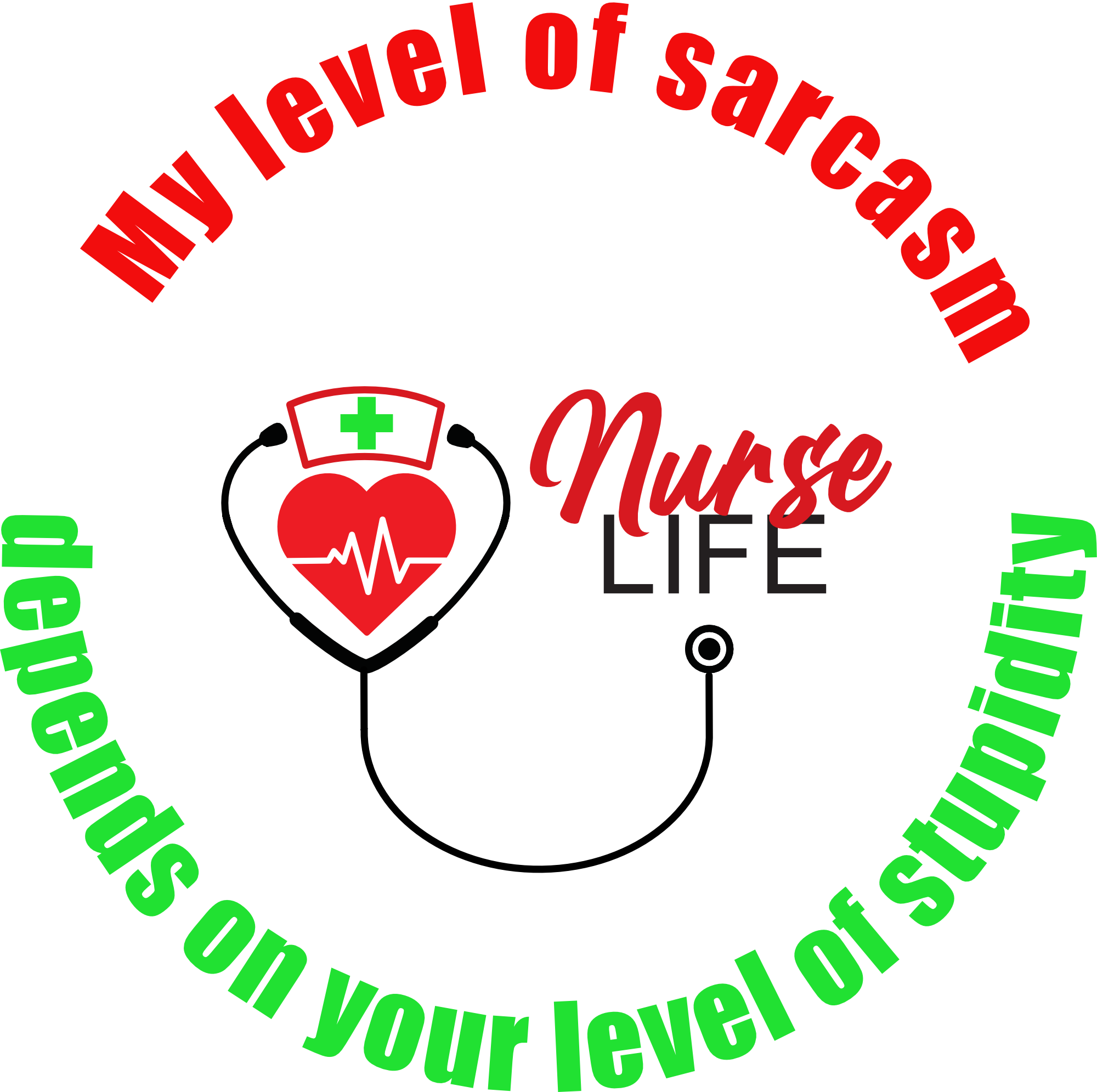 Illustration of a heart with a stethoscope and 'Nurse Life' design.