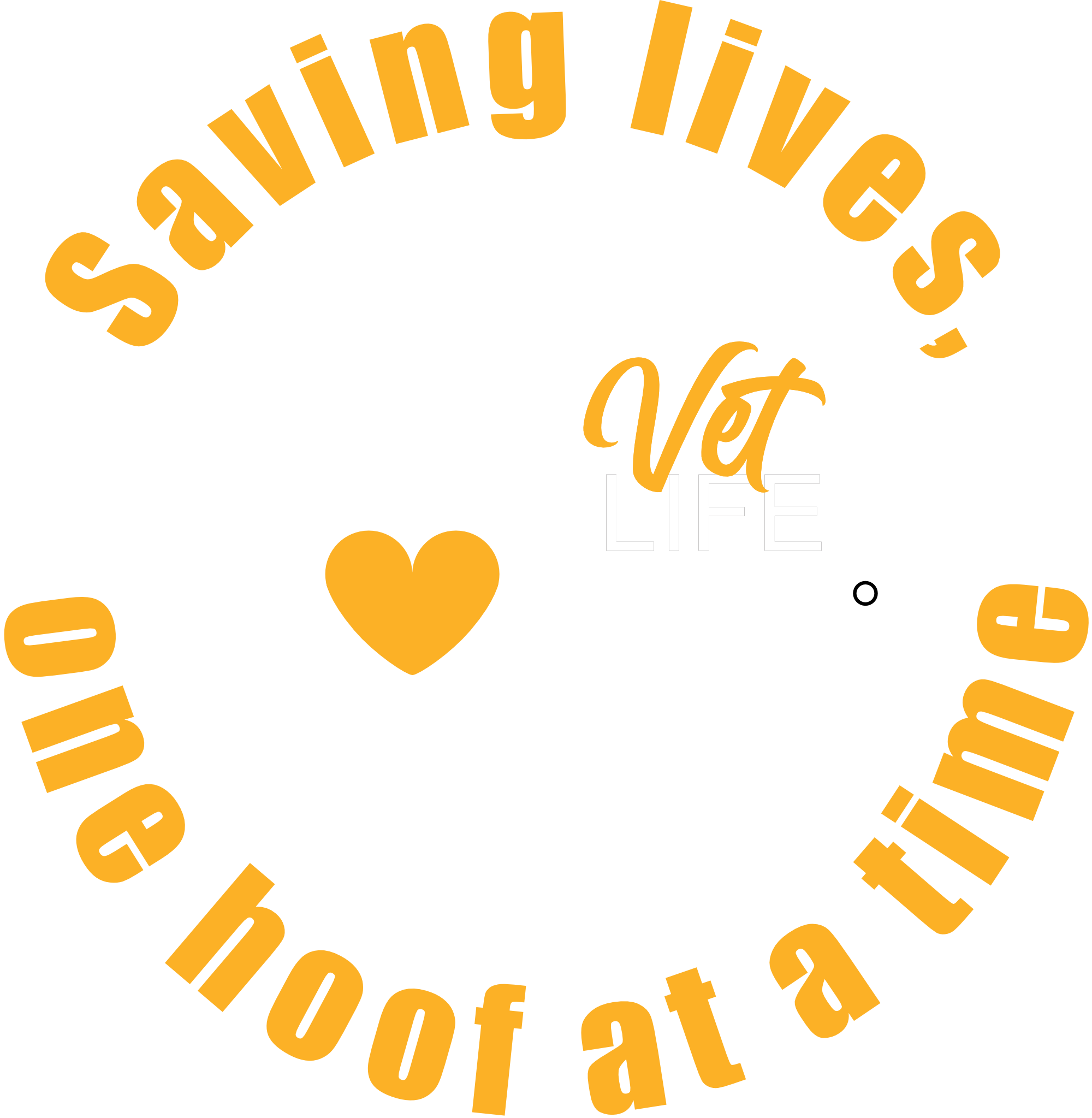 Design for 'Saving Lives, One Hoof at a Time' and 'Vet Life'.