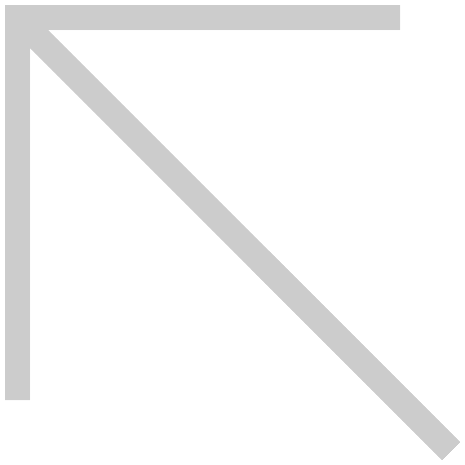 Black background with a large gray 'L' shape and a gray diagonal line crossing from the top left to bottom right.
