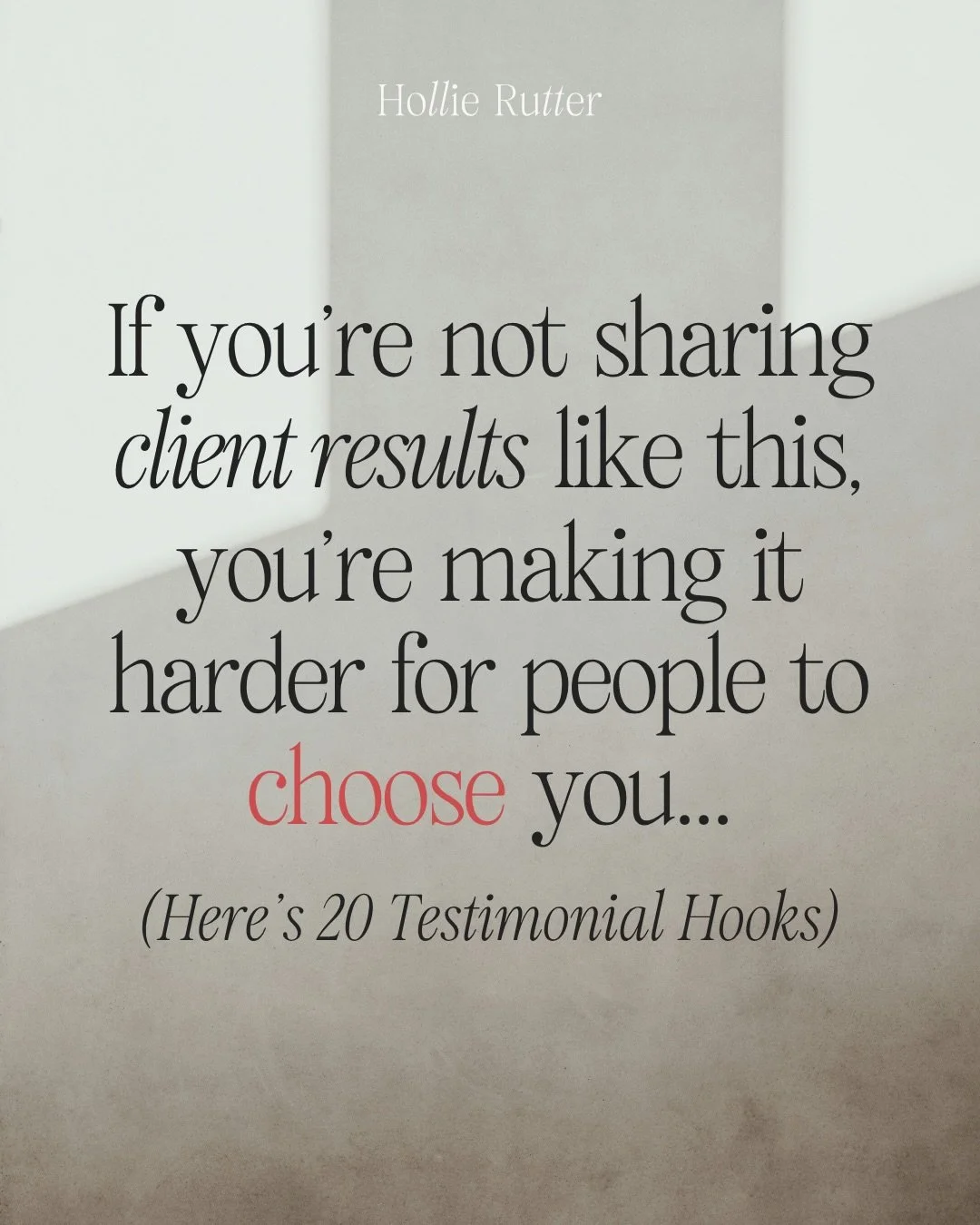 You still need a good hook for your testimonial posts! And you need to post these kind of posts regularly!! (I know it can feel a lot but I&rsquo;d actually say weekly is a good rhythm).

People won&rsquo;t know how good you really are if you never p