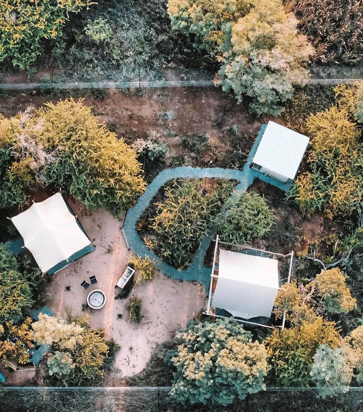 Glamping unit aerial view