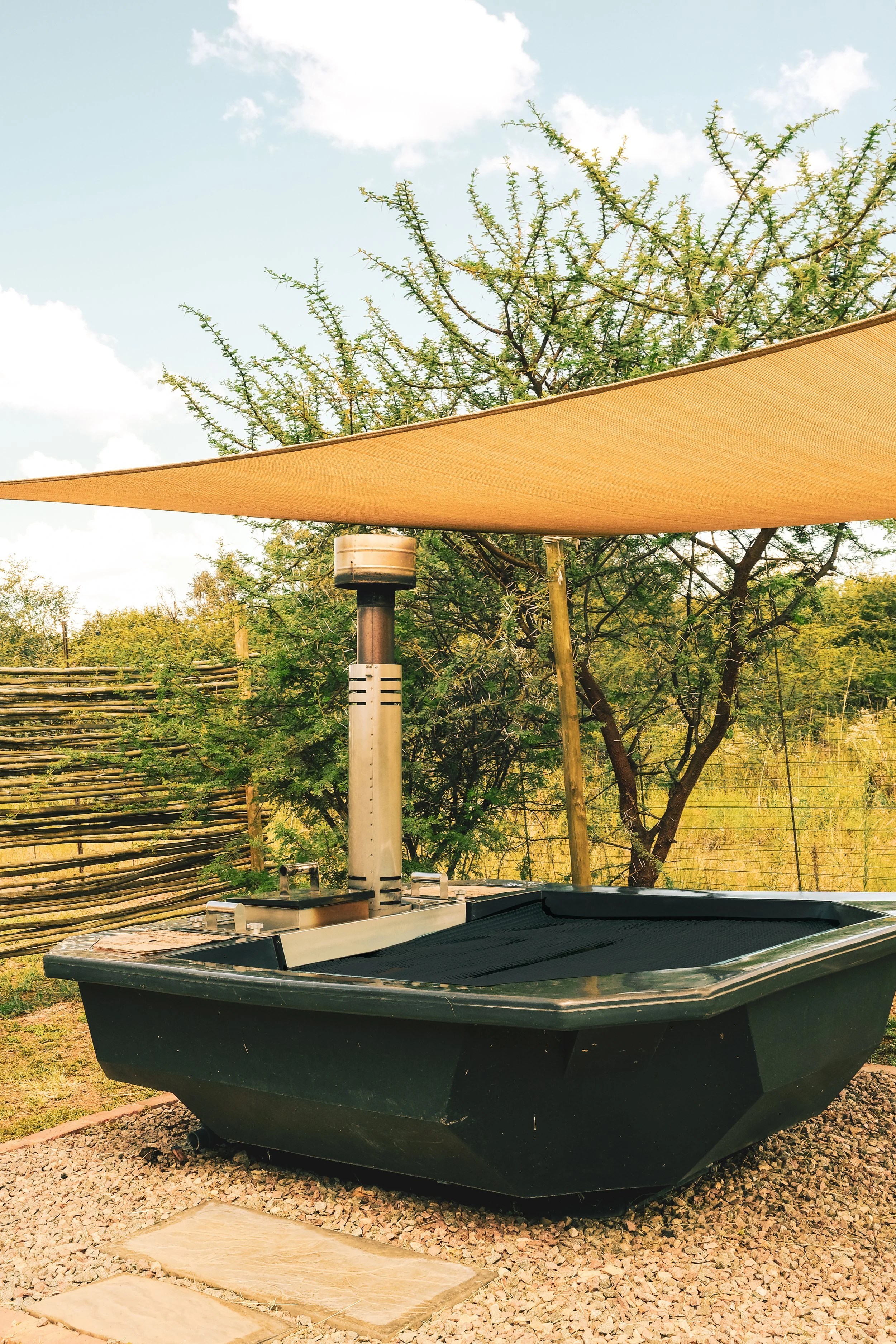 Glamping unit hot tub