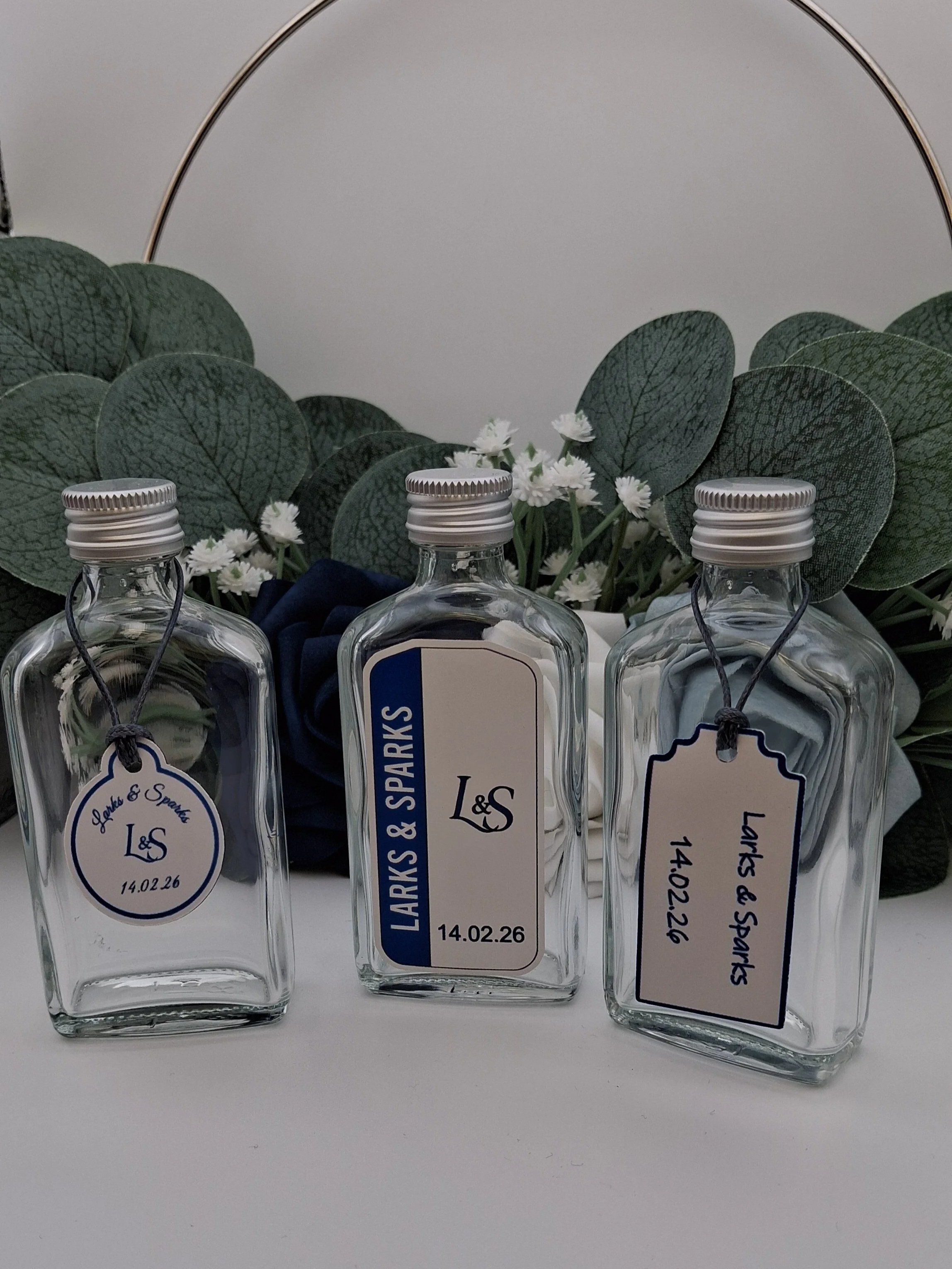 50ml Gin Style Glass Bottle - Decorated