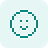 A teal-colored icon of a smiling face with circular eyes and a wide open mouth.