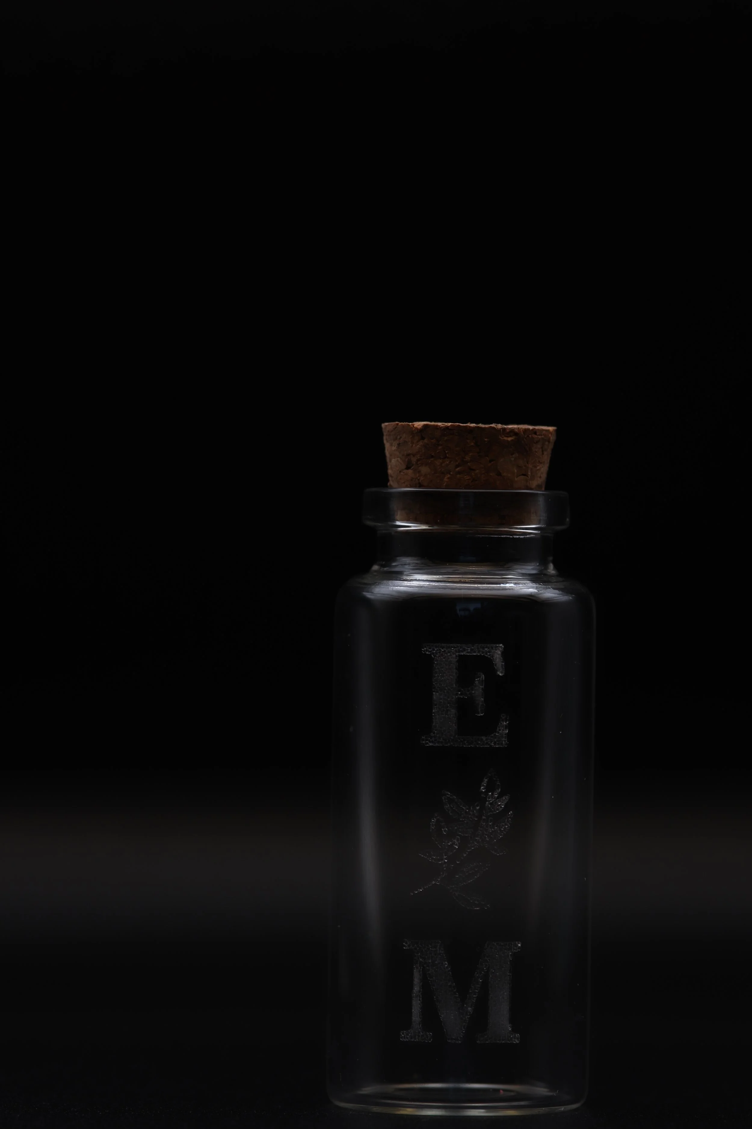 30ml Glass Cork Top Bottle - Engraved