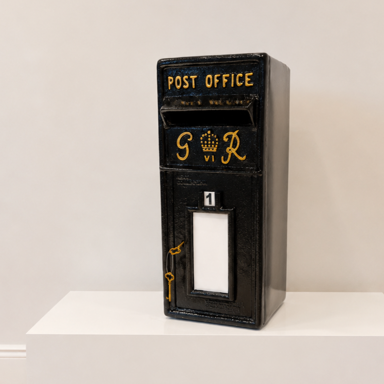 Black gloss royal mail post box for wedding post