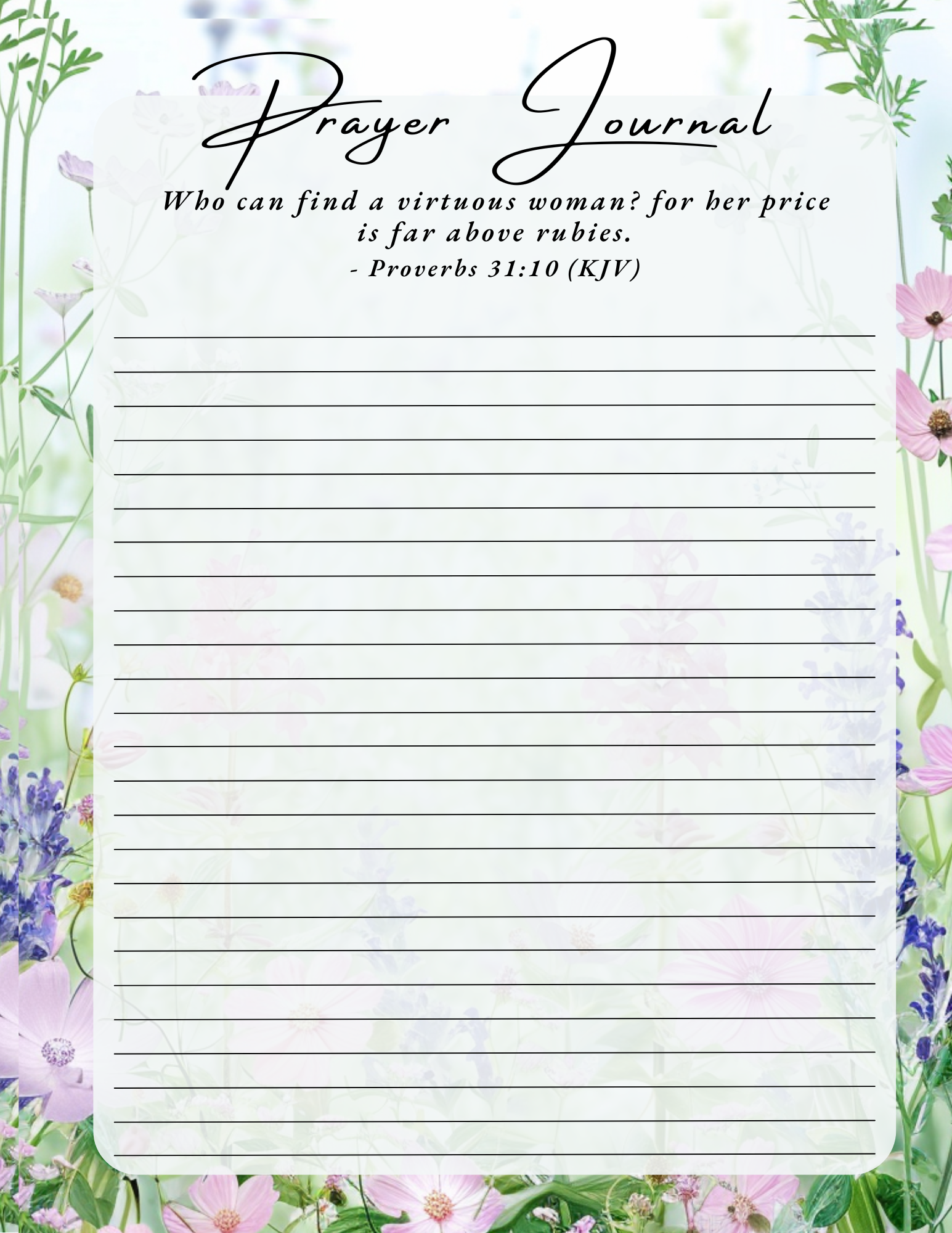 Proverbs 31 Prayer & Reflection Sheet | KJV Printable for Wives