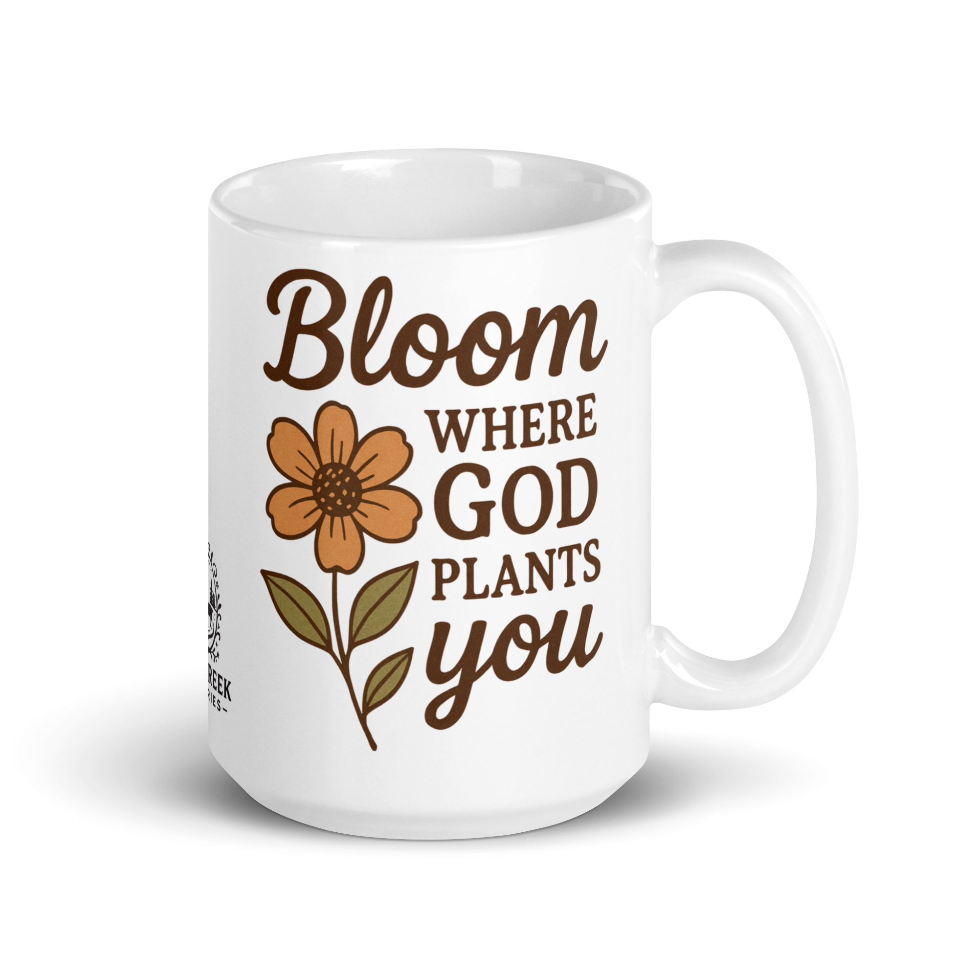 Bloom Where God Plants You Mug | Inspirational Christian Coffee Mug with Flower Graphic