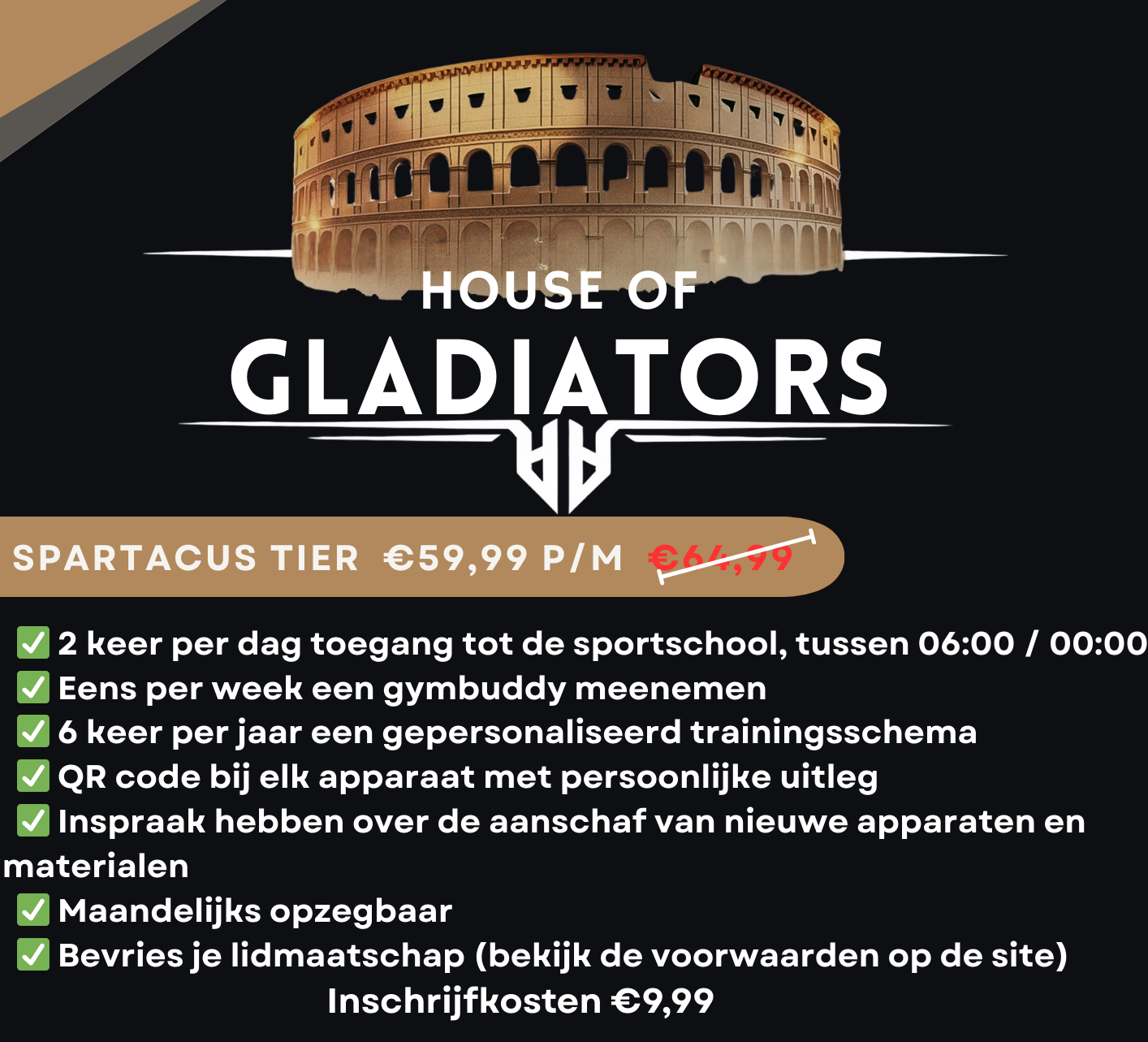 Advertentie voor een Spartanster training met de titel 'House of Gladiators'.