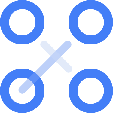 A diagram of a basic game plan with four blue circles and a connecting line crossing through the circles.