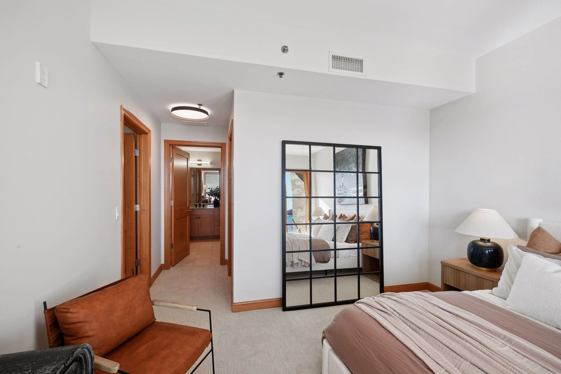 A spacious bedroom.