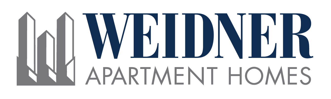 Wiedner Apartment Homes logo with three stylized skyscrapers in gray and blue text reading "Wiedner Apartment Homes."