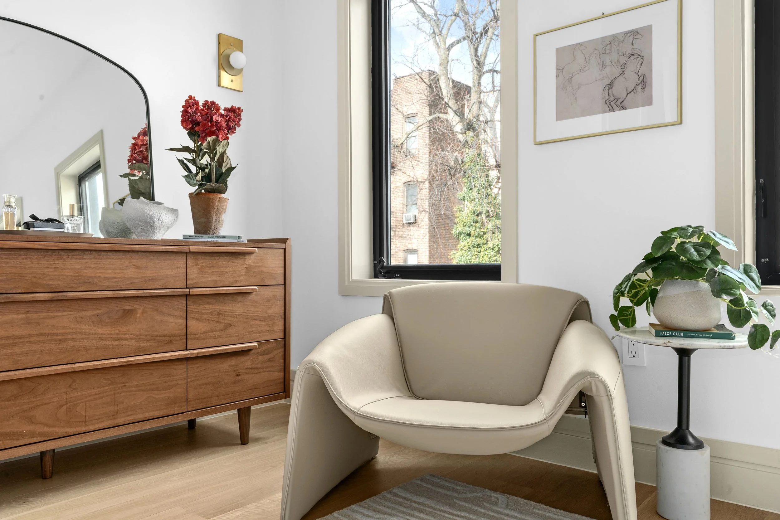 brooklyn townhouse master bedroom dresser and chair details 