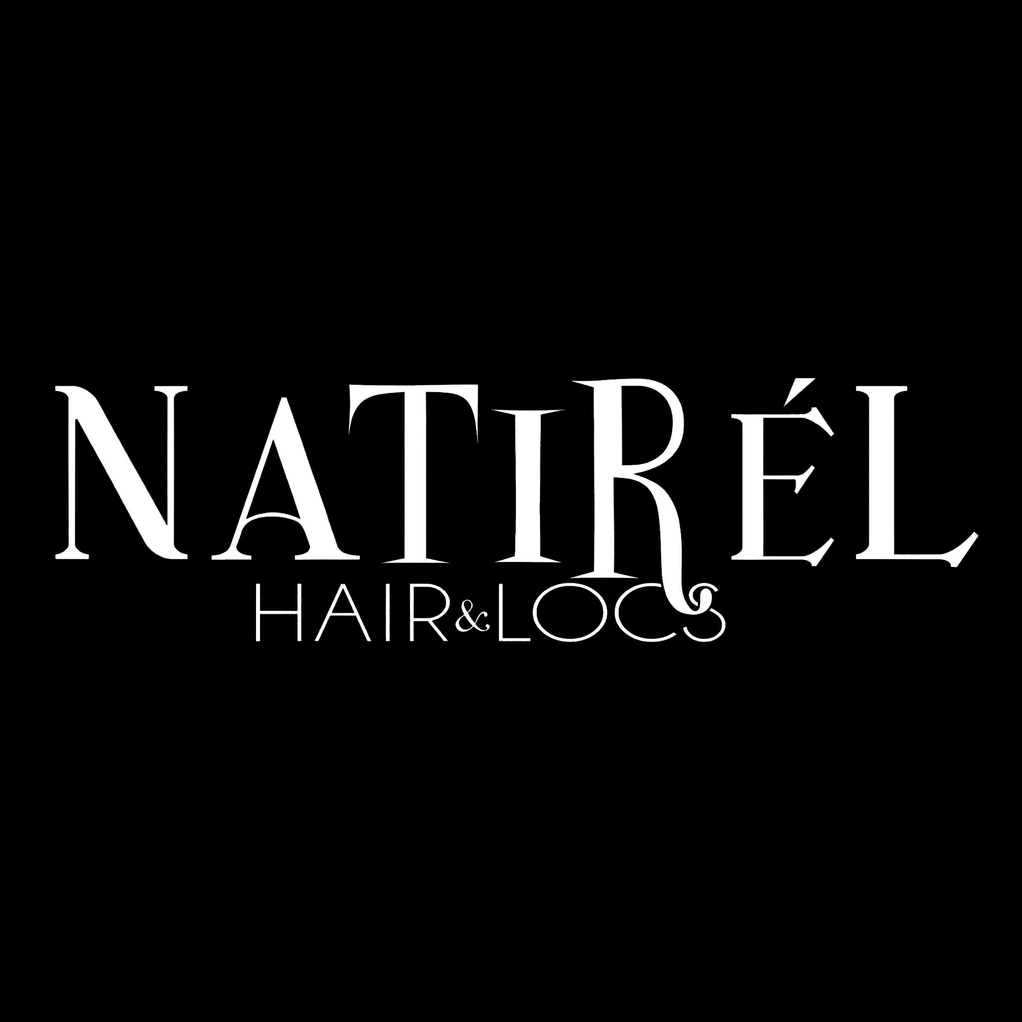 Logo for NAtRéL Hair & Lox with black background and white stylized text.