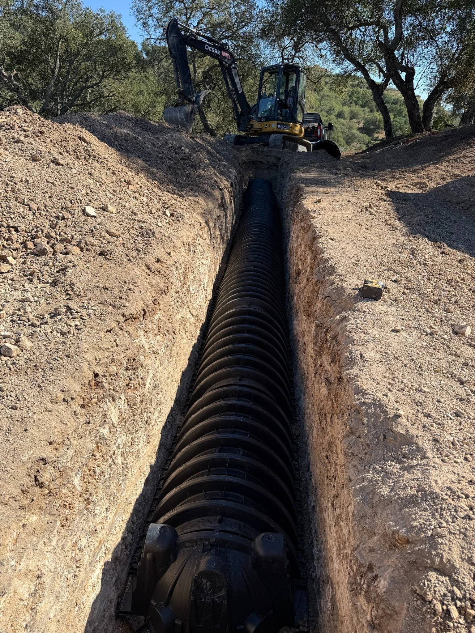 Underground leech field installation for septic systems by Holloway Earthwork in Paso Robles, California