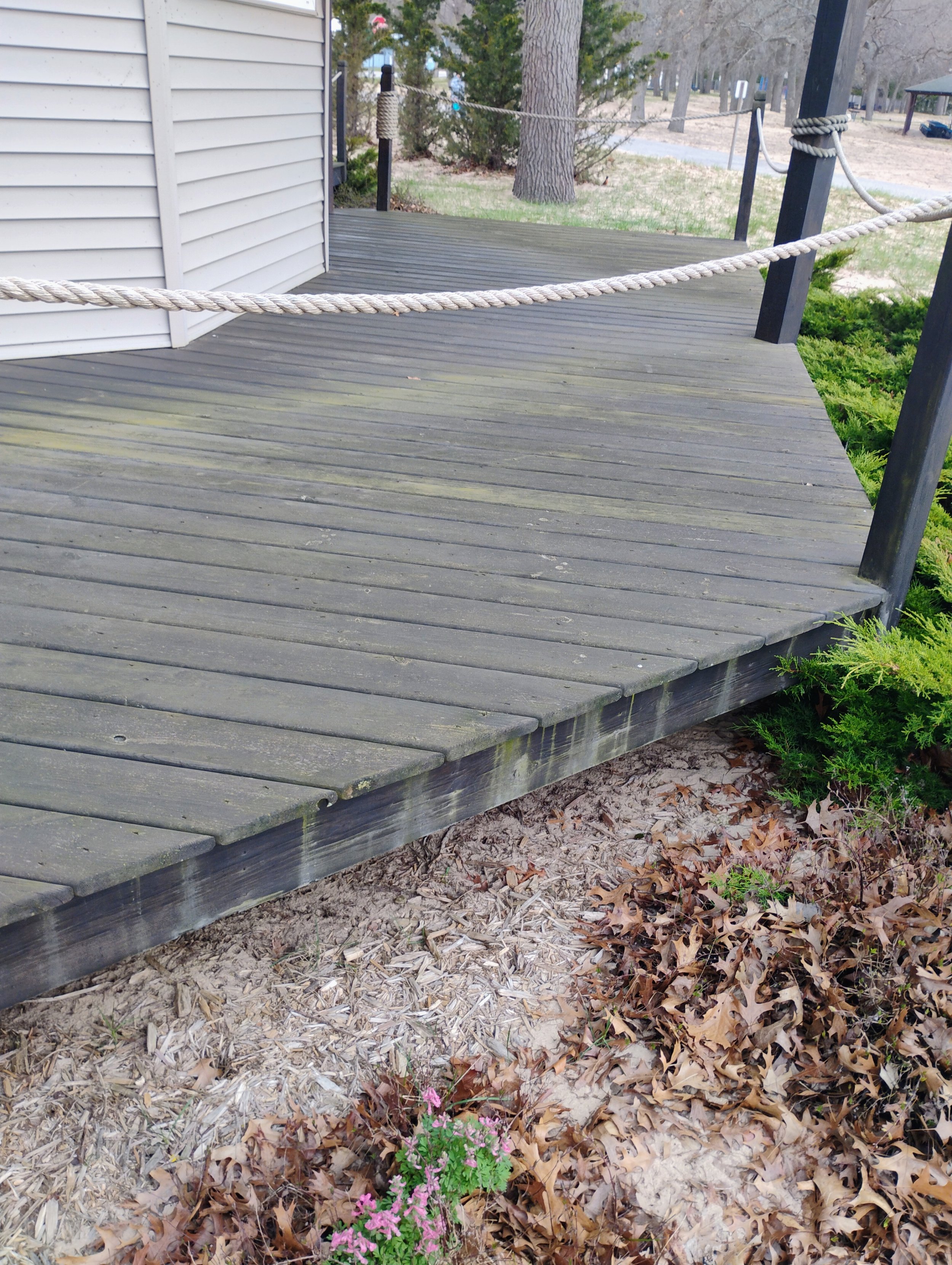 Before deck staining completed.