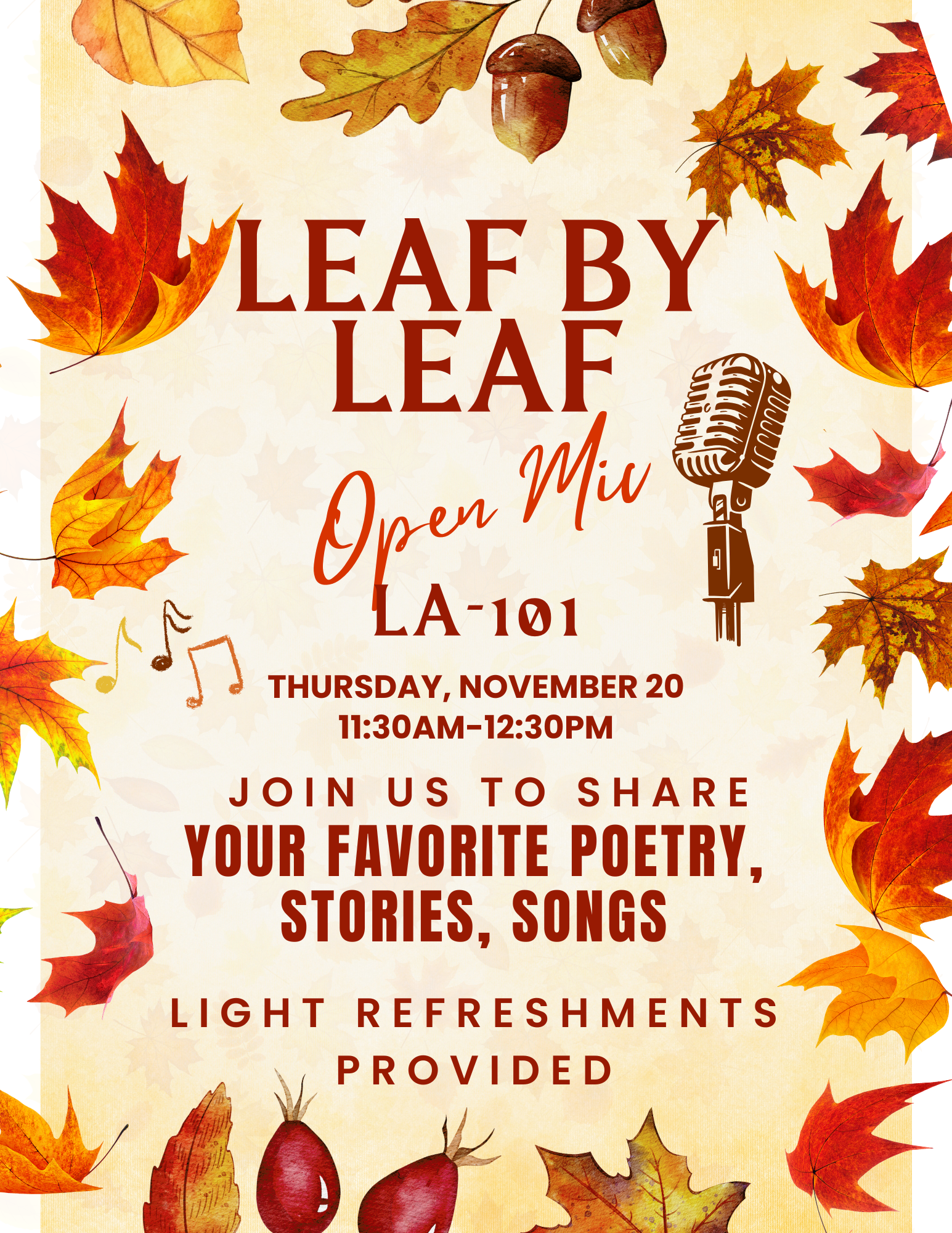 Leaf by Leaf Open Mic