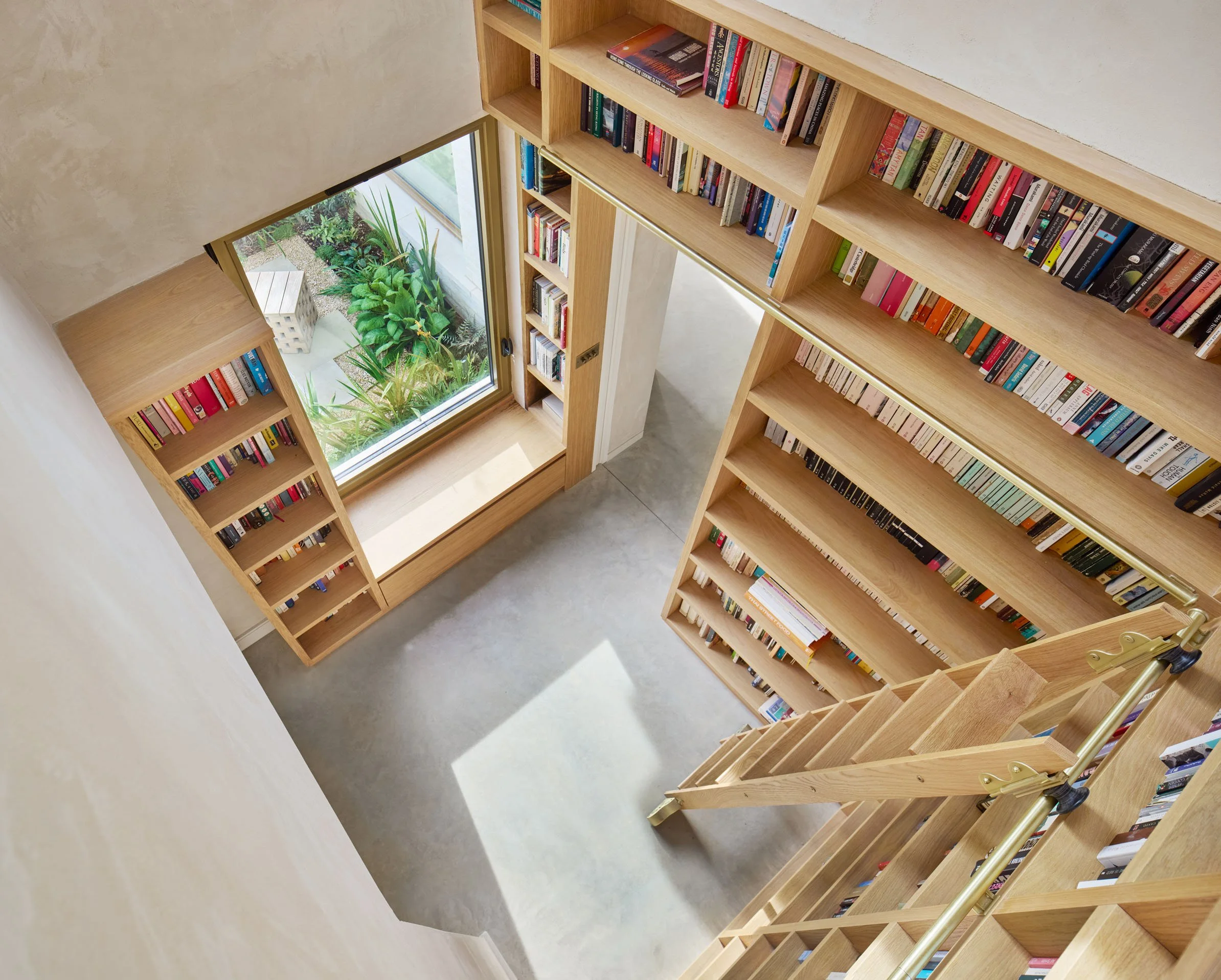 Library space with ladder