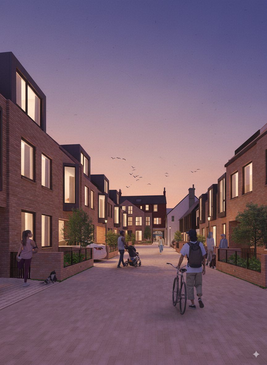 Rear mews of new development Ware High Street Hertfordshire