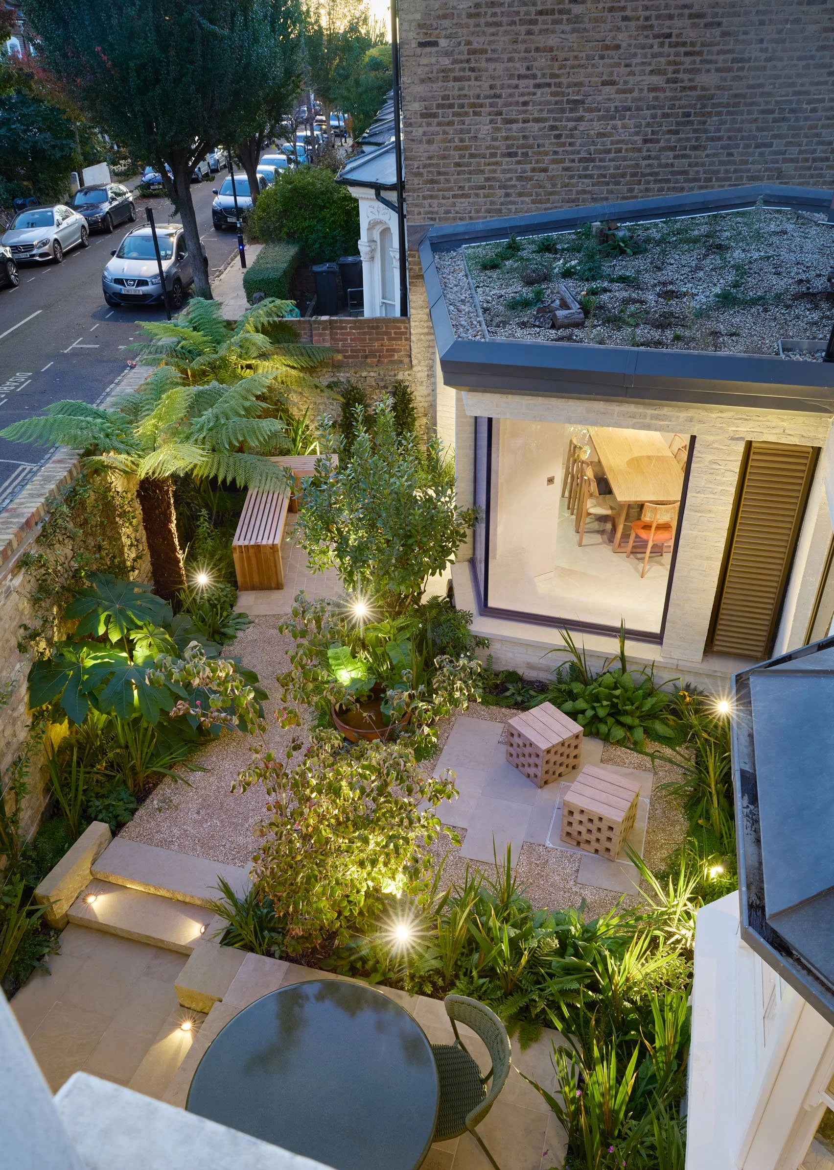 Aerial view of new Dynevor Road courtyard