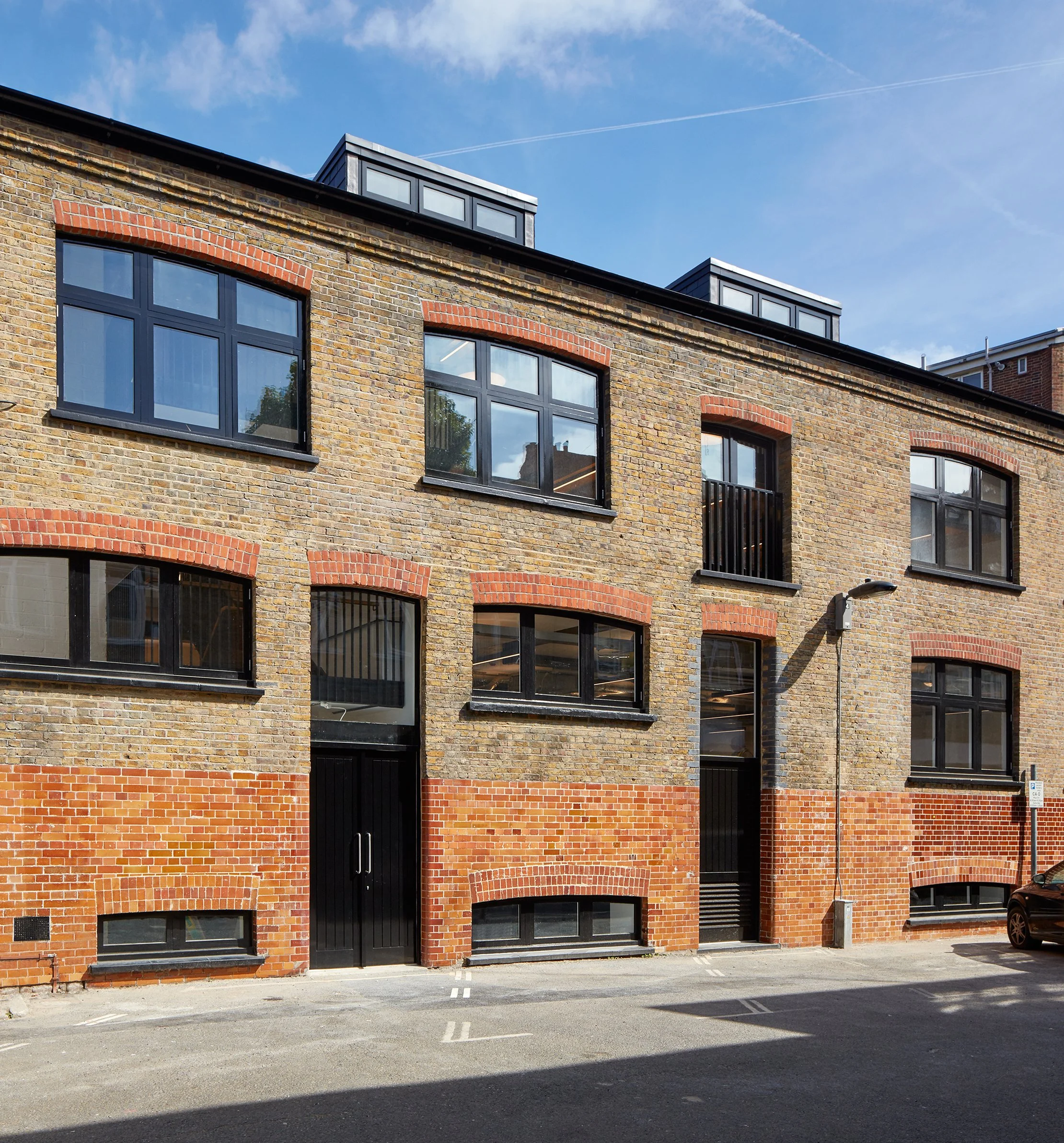 External view of the refurbished Long Yard office space Bloomsbury London