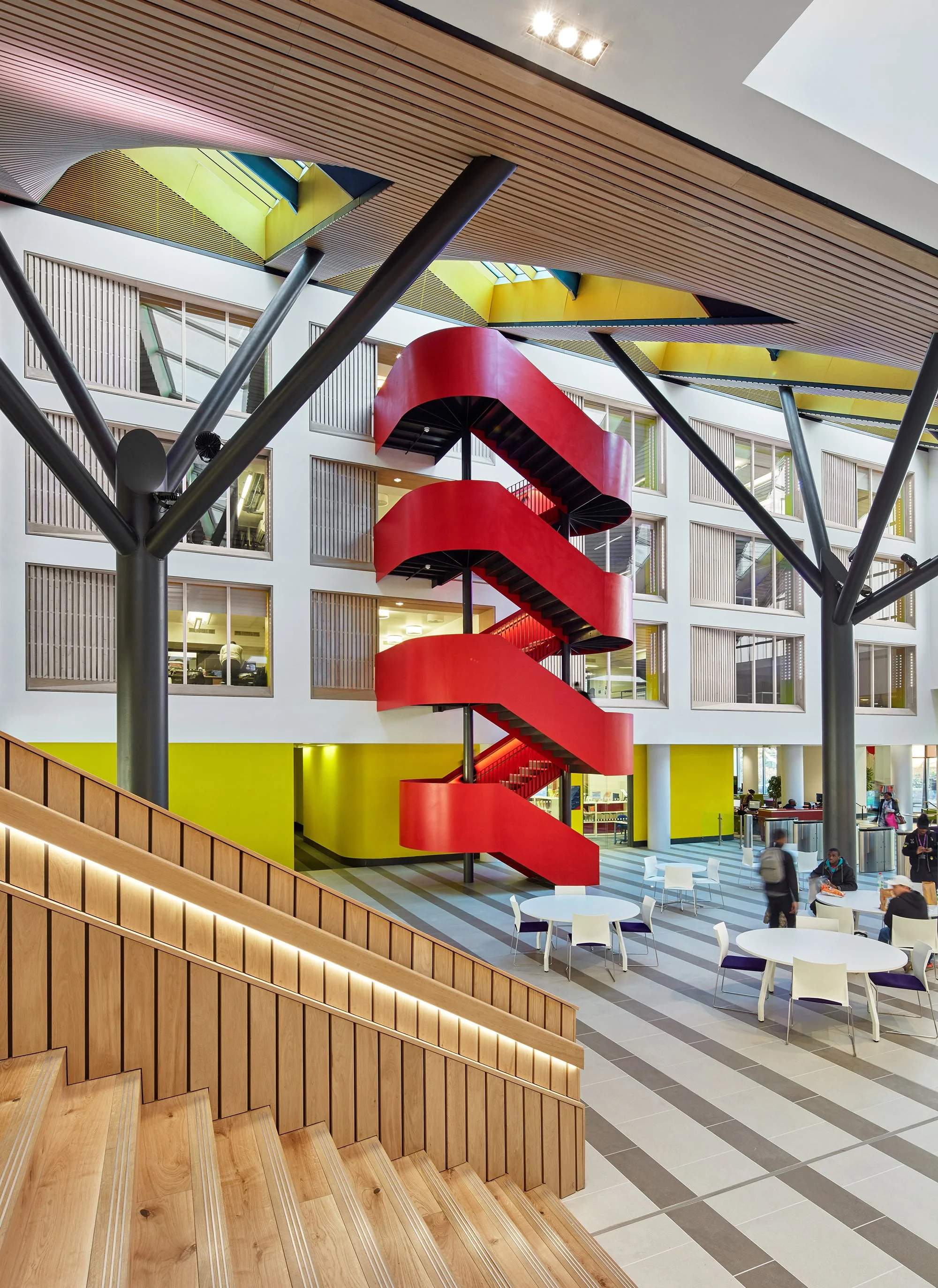 Spiral staircase at Southwark College atrium