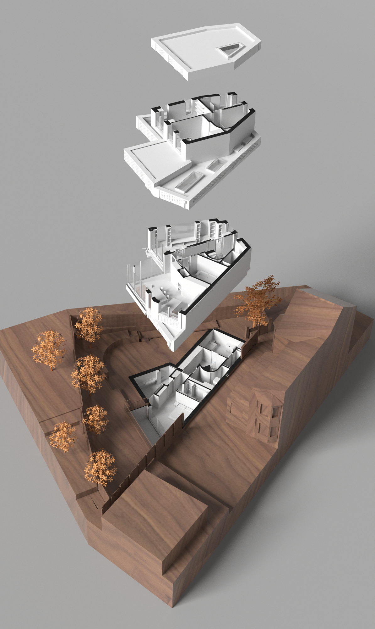 Exploded model of NW10 infill site house