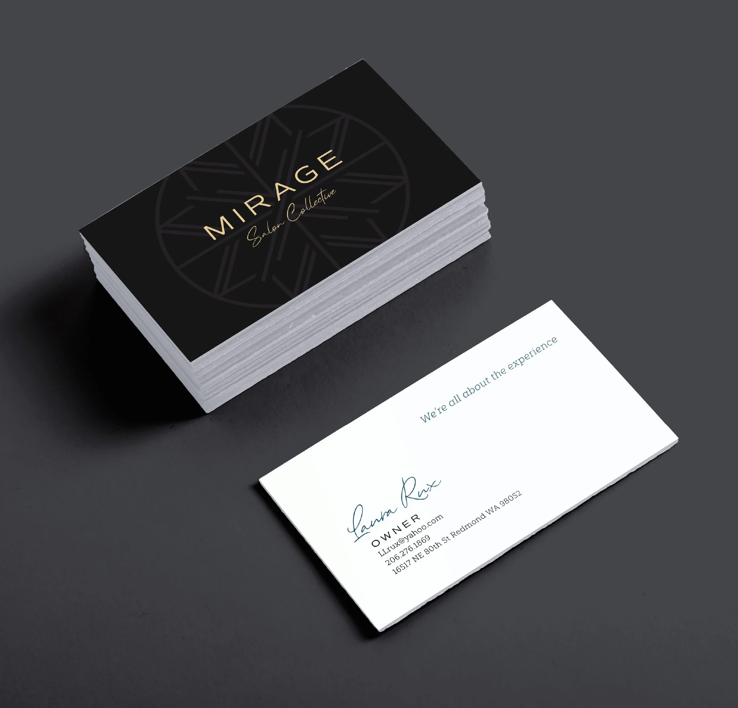Mirage salon business card