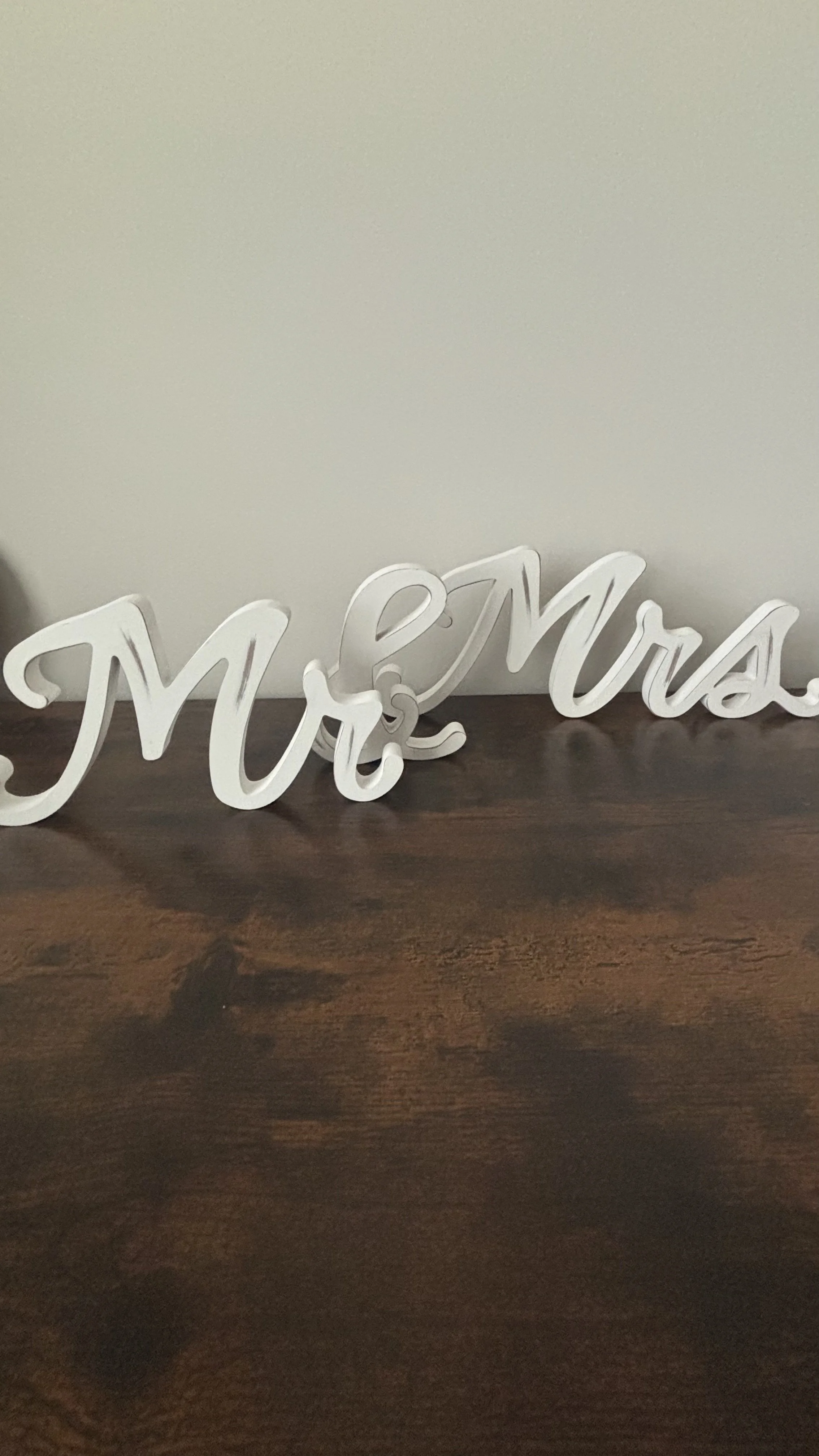 White Wooden Mr. and Mrs. Sign $5