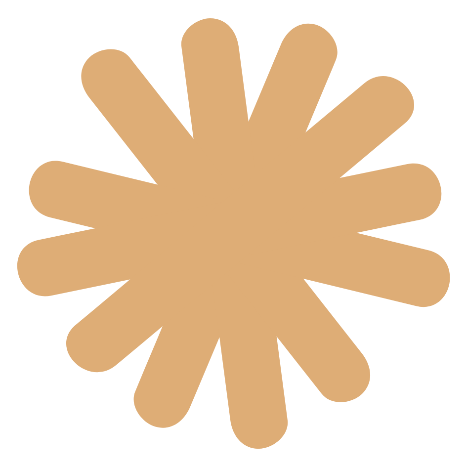 Illustration of a beige flower with rounded petals against a black background.