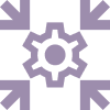 Icon of a gear with arrows pointing in