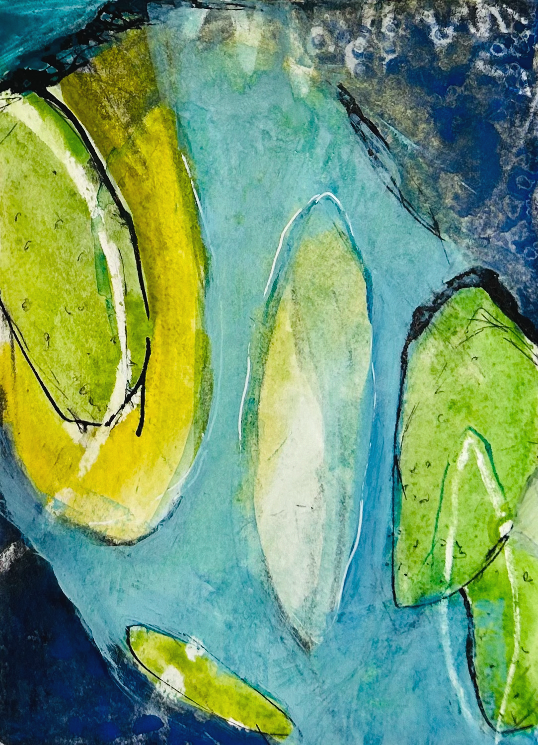 CACTUS DREAMS I: 5” X 7” Mixed media, watercolor, ink, pencil on paper 