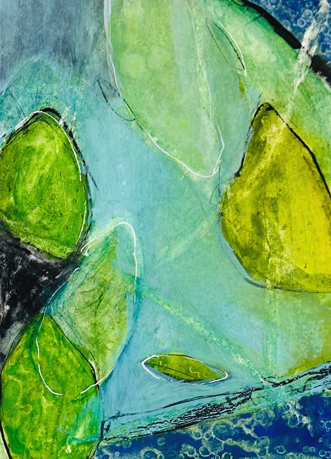 CACTUS DREAMS II: 5” X 7” Mixed media, watercolor, ink, pencil on paper 