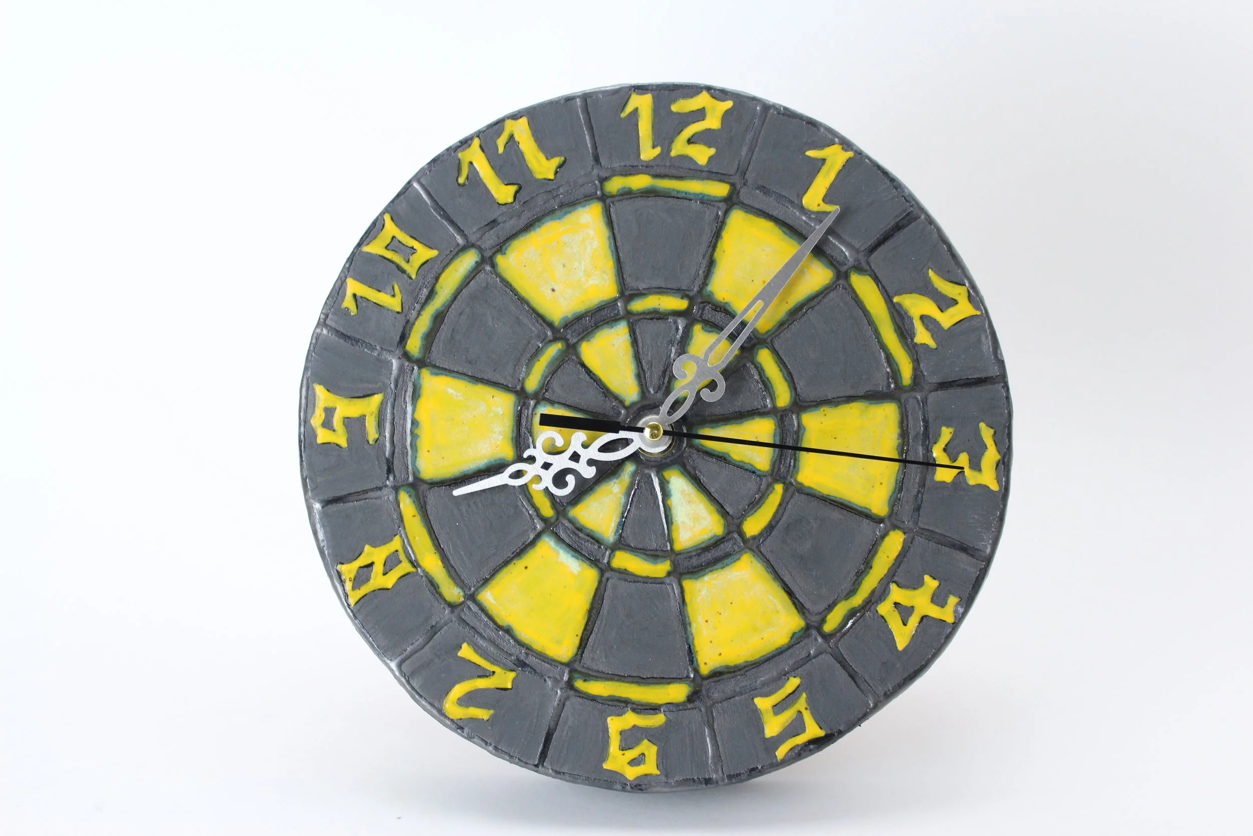 Black and Yellow Gothic Dartboard Clock