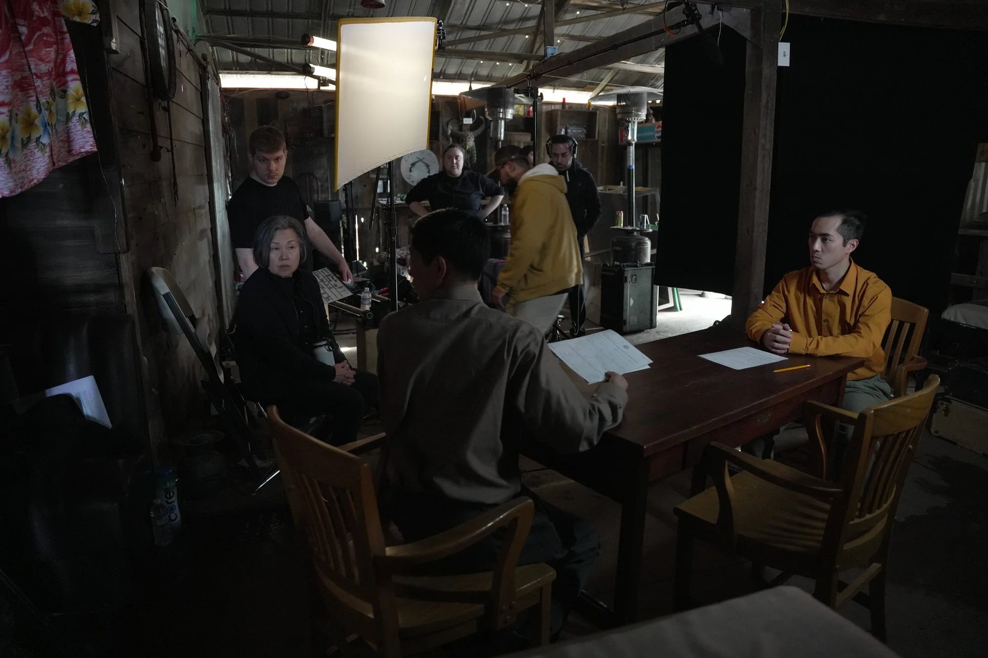 Karina Ezitis directs talent while filming the Camp Amache scenes. 