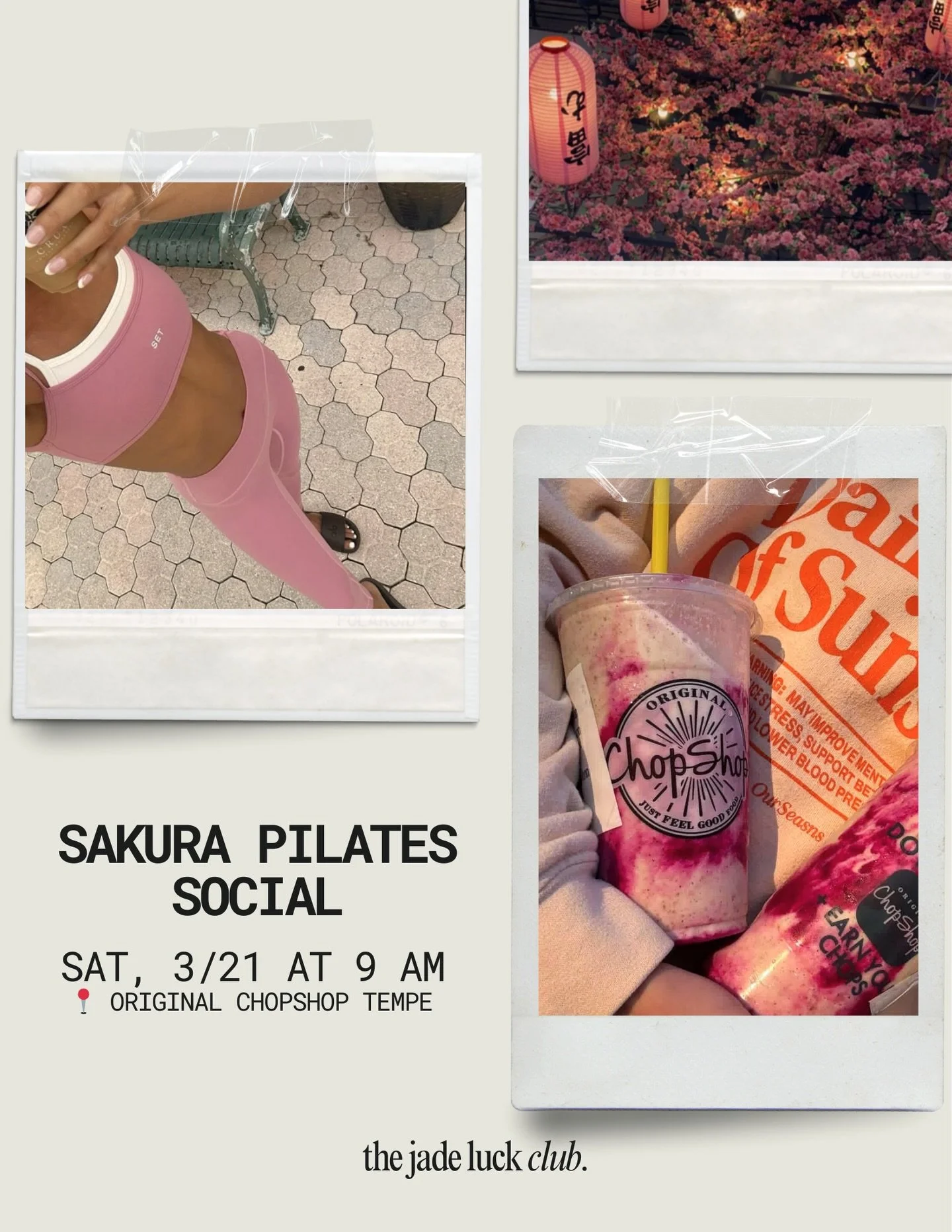 Your Saturday morning plans 🌸

We&rsquo;re hosting a Pilates morning with @originalchopshop in Tempe!

✨ Mat Pilates with @eileentnguyen
✨ Acai bowl, juice, or protein shake included with tix purchase
✨ Sakura pink outfits optional but encouraged
✨ 