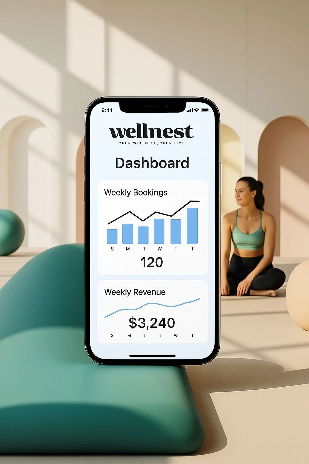 Screenshot of booking app Wellnest analytics page