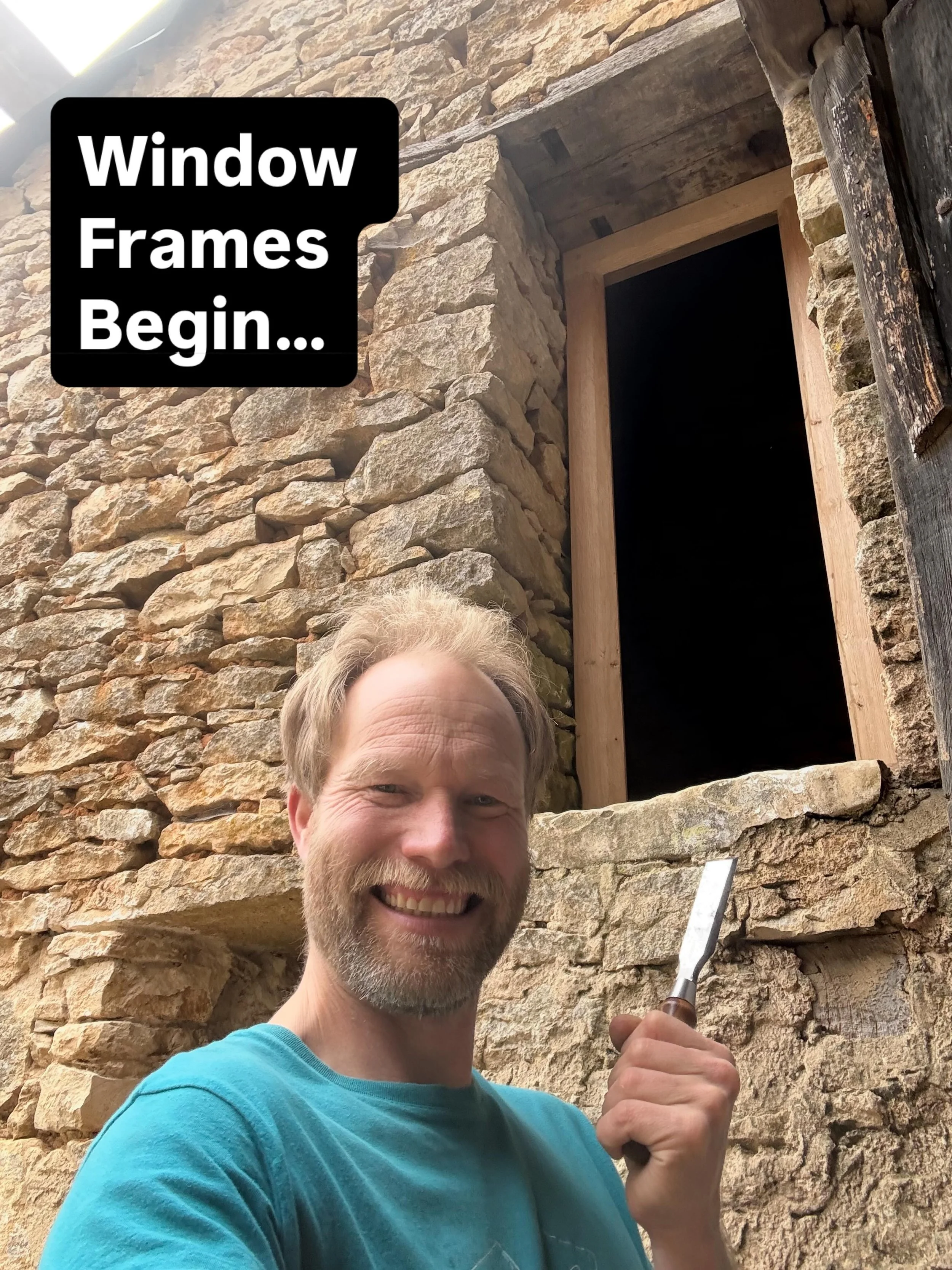Timber framer doing small joinery- this&rsquo;ll be interesting! Still, no glue in sight! 
House restoration renovation in France. It&rsquo;s definitely not a Chateau 😂