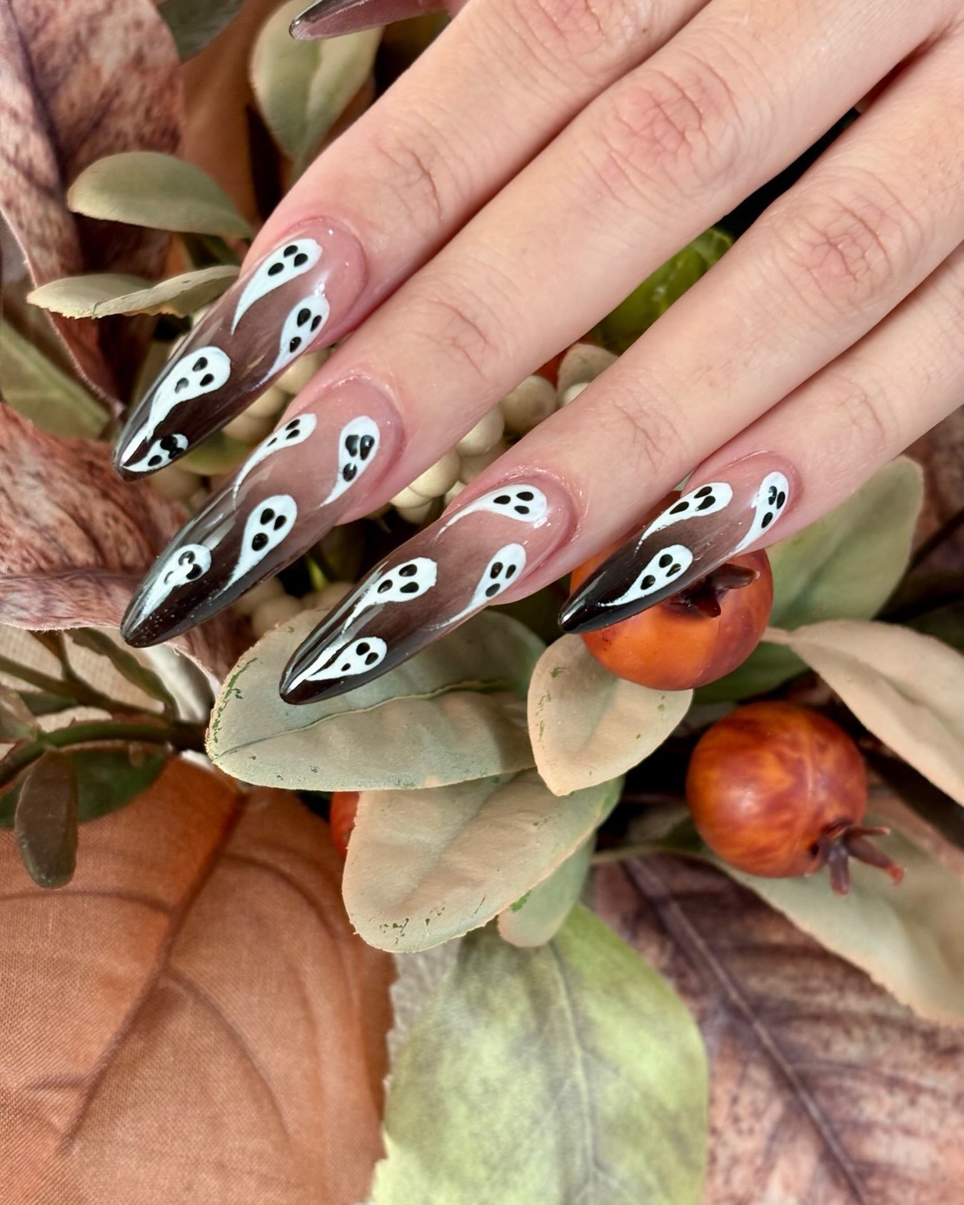 A little spooky, a lot of cute. 👻 A playful twist on Halloween nail art.