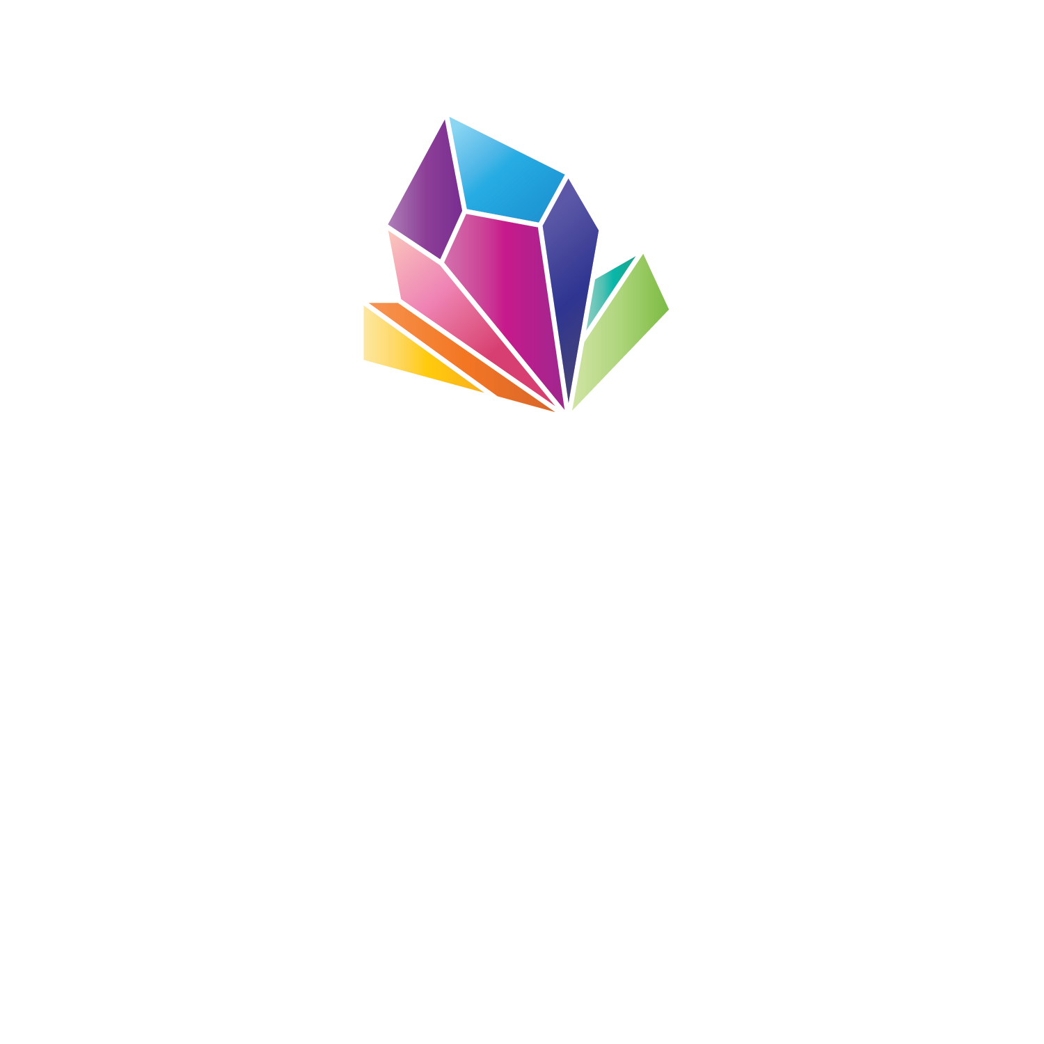 Black background with white text and a colorful diamond-shaped logo at the top center. The logo features multiple facets in purple, blue, green, yellow, and orange. The text reads 'Color Psychology' in large, bold letters, with a subtitle 'Understanding the Impact of Colors on Human Behavior' beneath it.