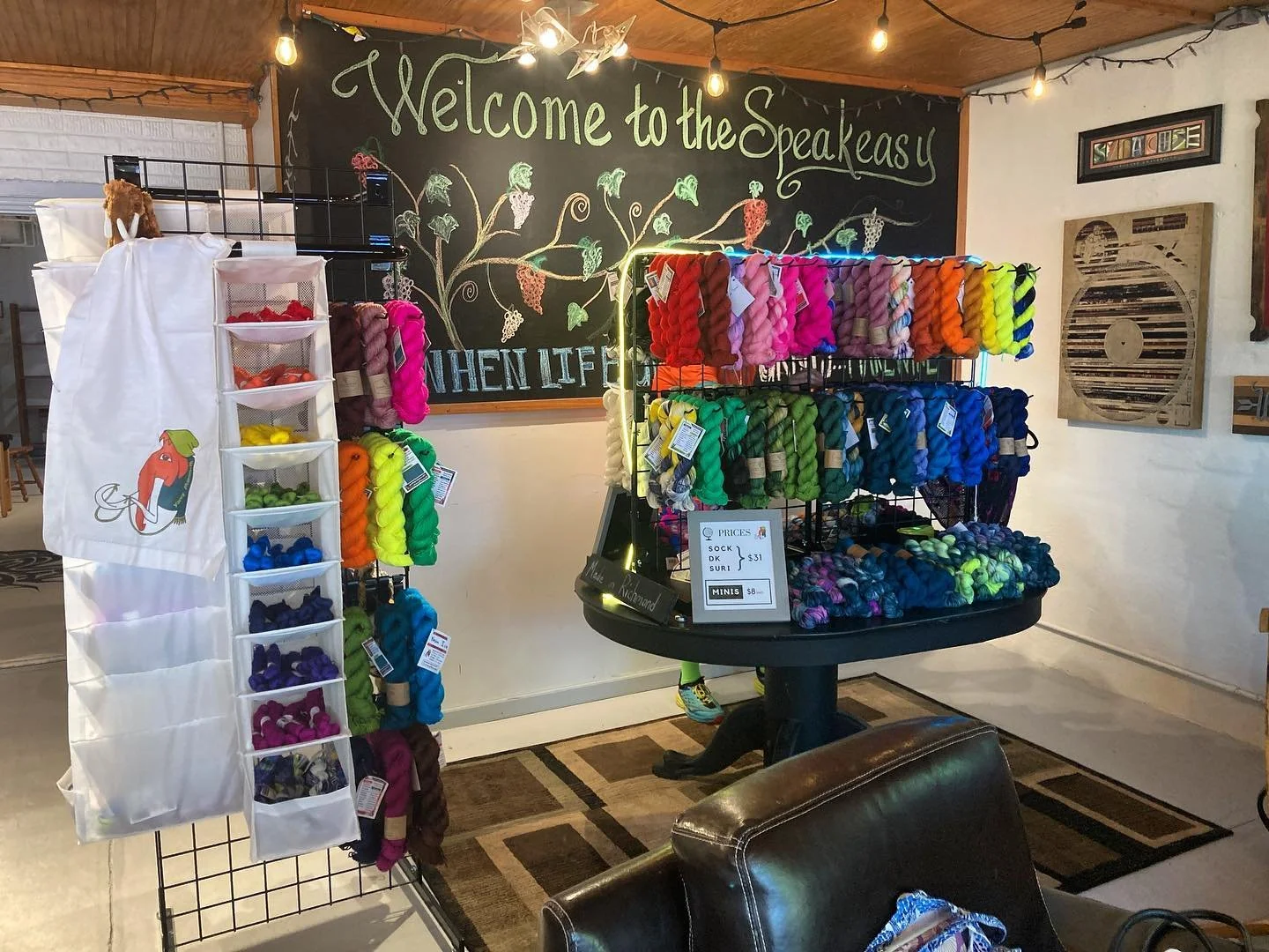 Jeff (@yarnymammoth) and I are in Northern Virginia today, selling yarn at @fabbioliwines. Jeff shines in moments like these. He LOVES talking to people and is so genuine in his interactions. ❤️