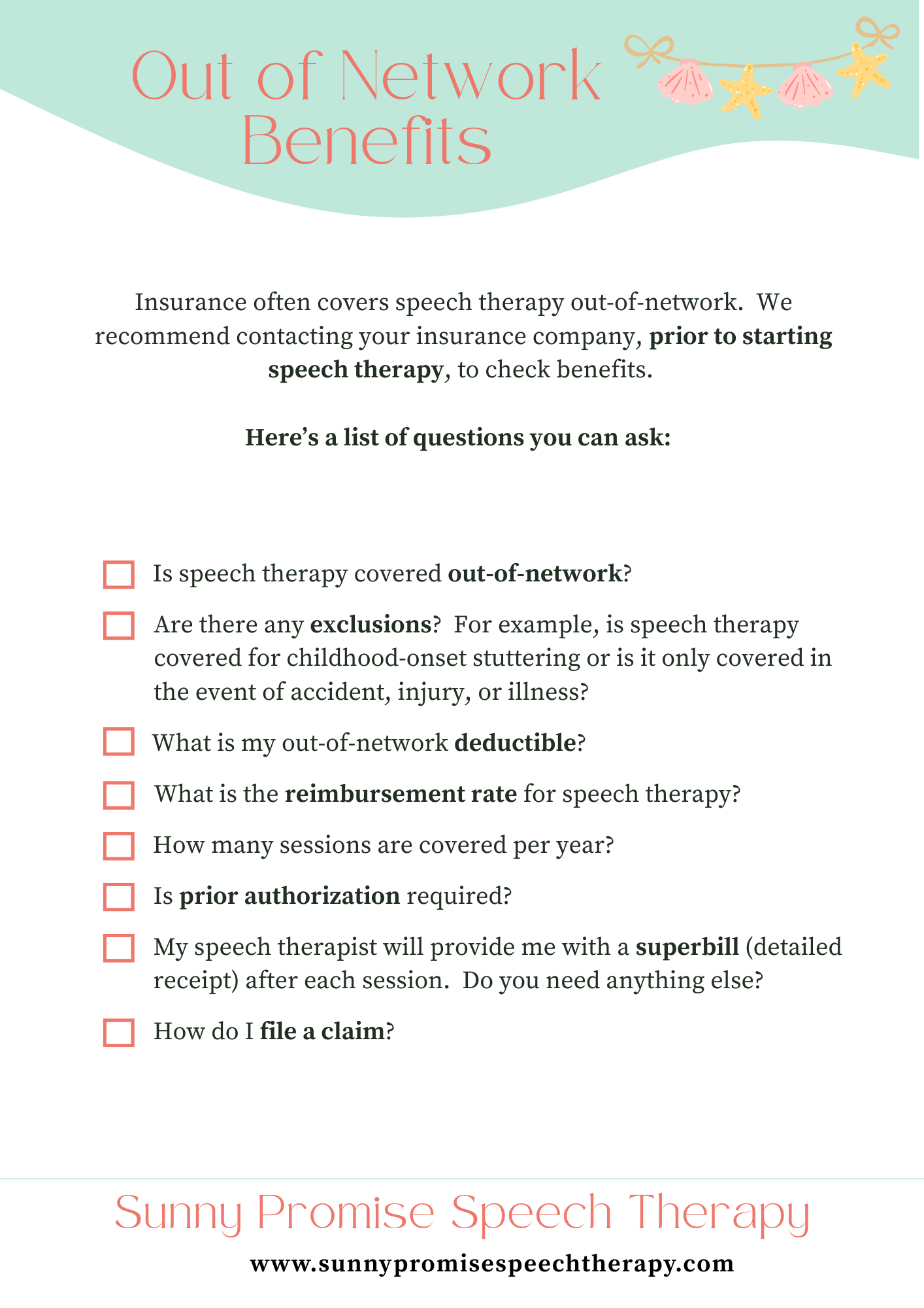 Free online speech therapy out-of-network benefits guide for parents