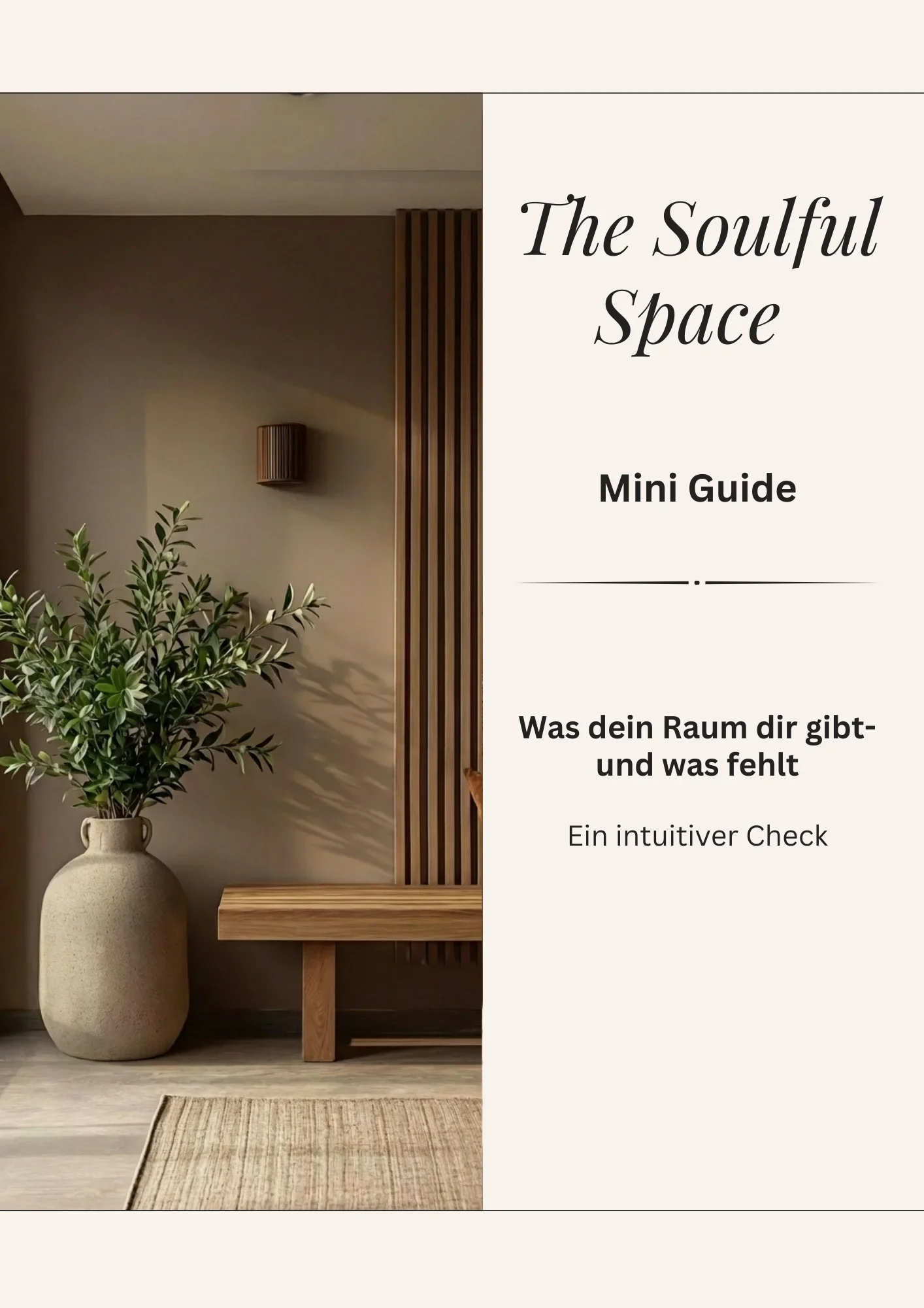 Deckblatt des Mini Guide „The Soulful Space“ für Yoga-Raum Quick-Check zuhause