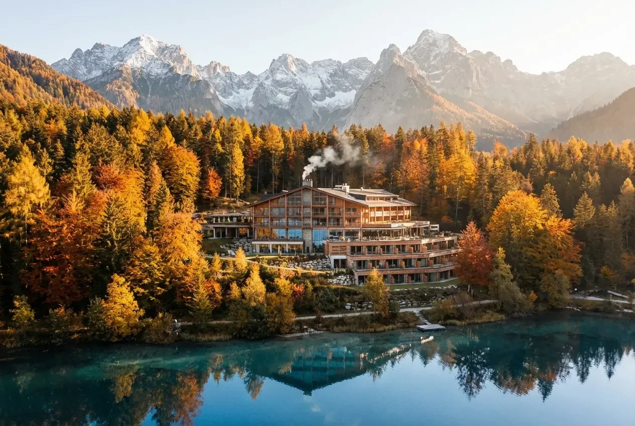 Boutique Yoga Hotel im Herbst am See