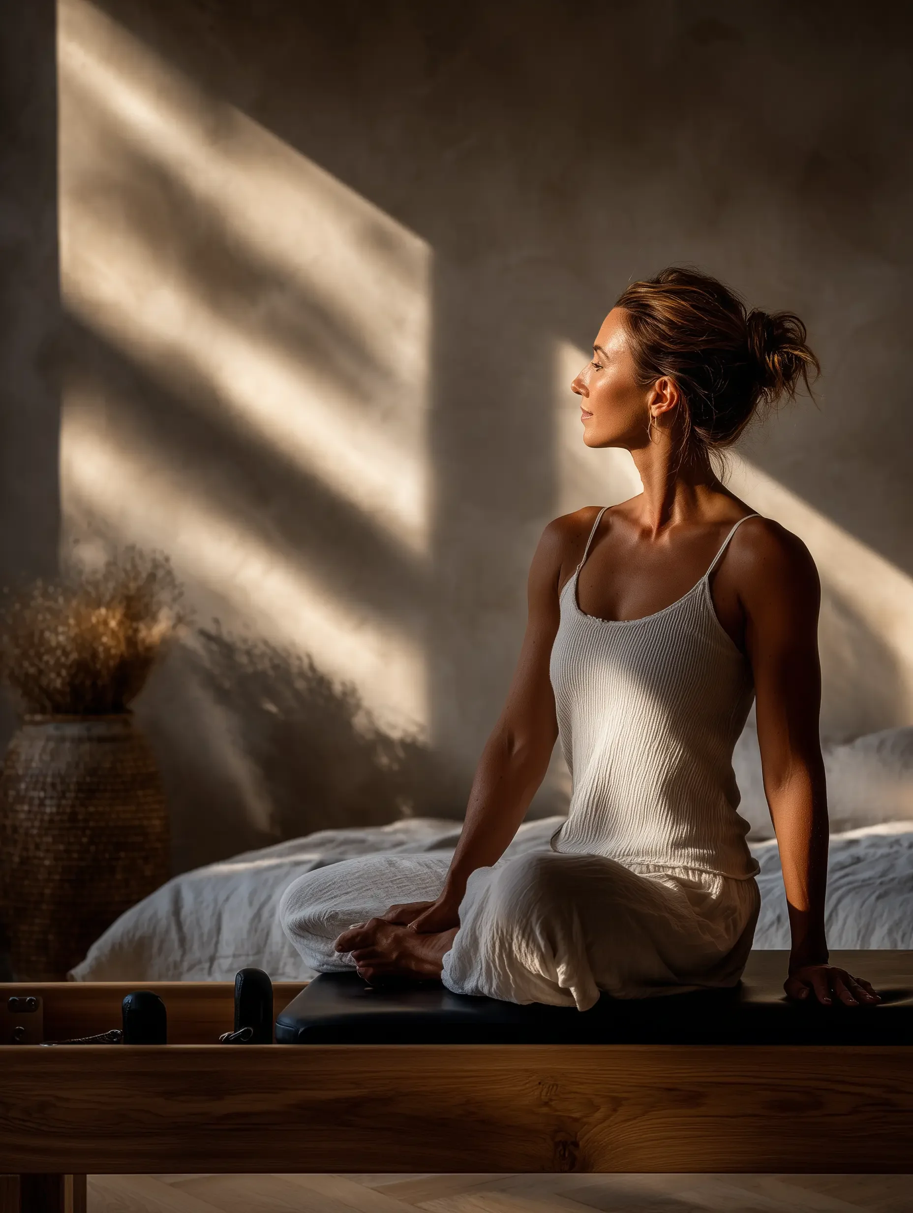 Frau in Luxus Wellness yoga Hotel