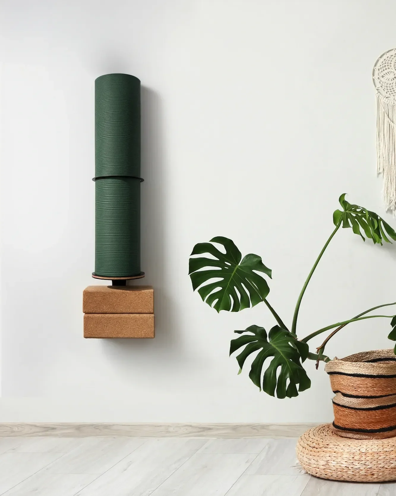 DuoBase Yogaaufbewahrung für Yoga Zubehör, minimalistisch an der Wand befestigt