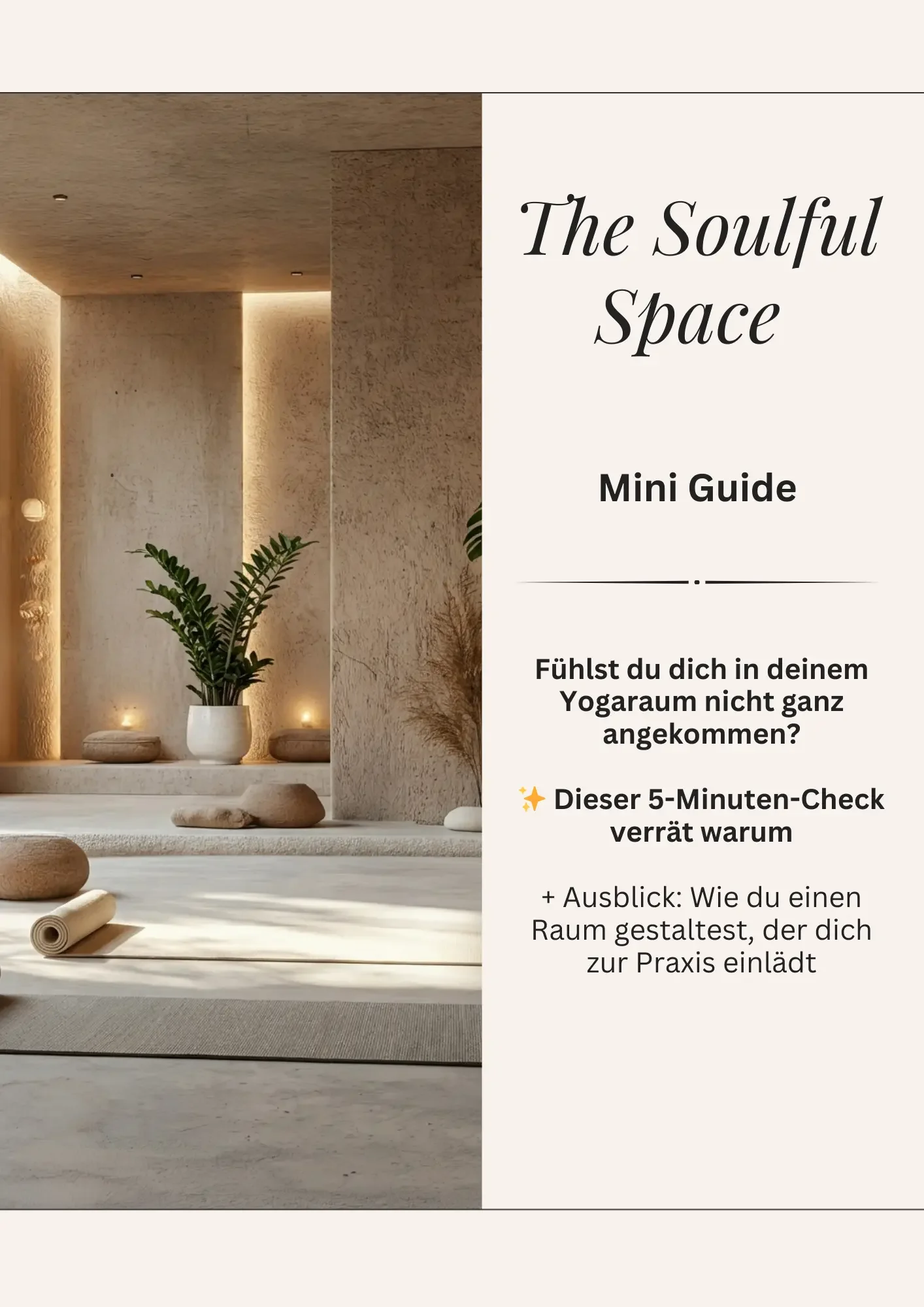 Deckblatt des Mini Guide „The Soulful Space“ für Yoga-Raum Quick-Check zuhause