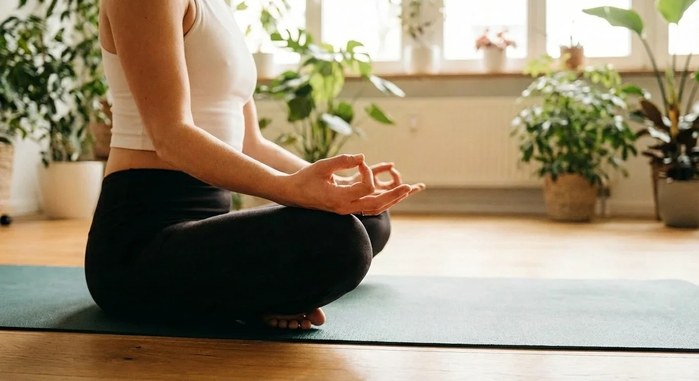 Pranayama Ujjayi Atem praktizierende Yogafrau