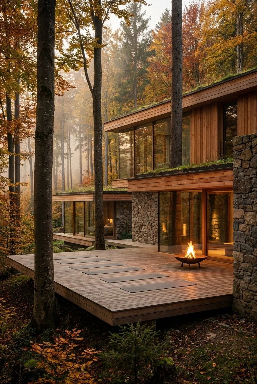 Yoga Terasse in Yoga Retreat Hotel in Österreich im Wald