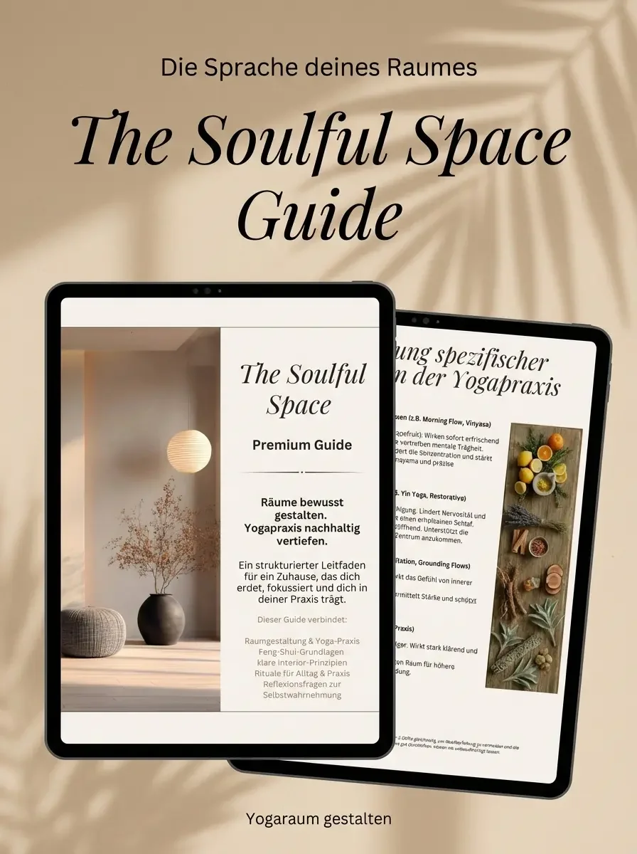 Yogaraum gestalten. Cover digitaler Guide zur Raumgestaltung mit Feng Shui